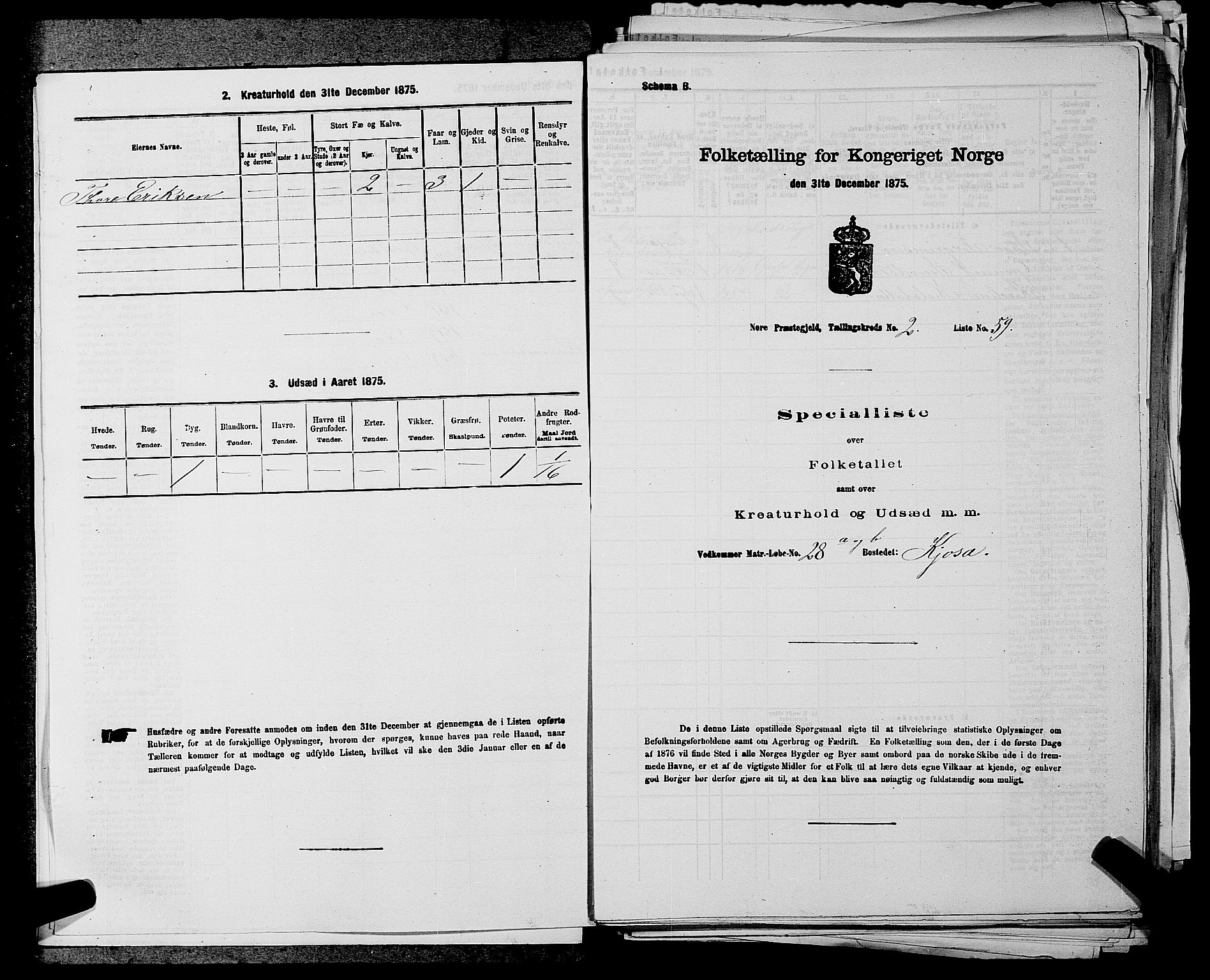 SAKO, 1875 census for 0633P Nore, 1875, p. 209