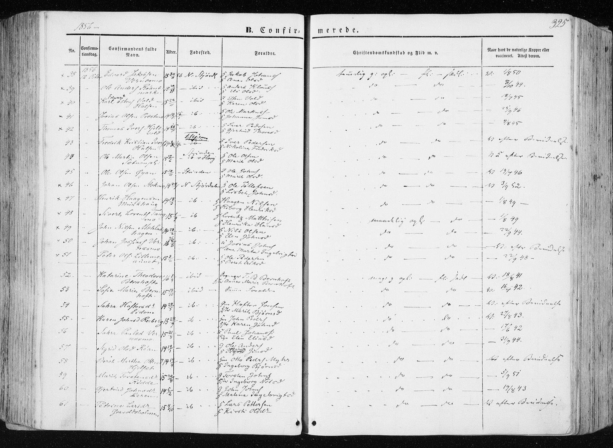 Ministerialprotokoller, klokkerbøker og fødselsregistre - Nord-Trøndelag, AV/SAT-A-1458/709/L0074: Parish register (official) no. 709A14, 1845-1858, p. 325