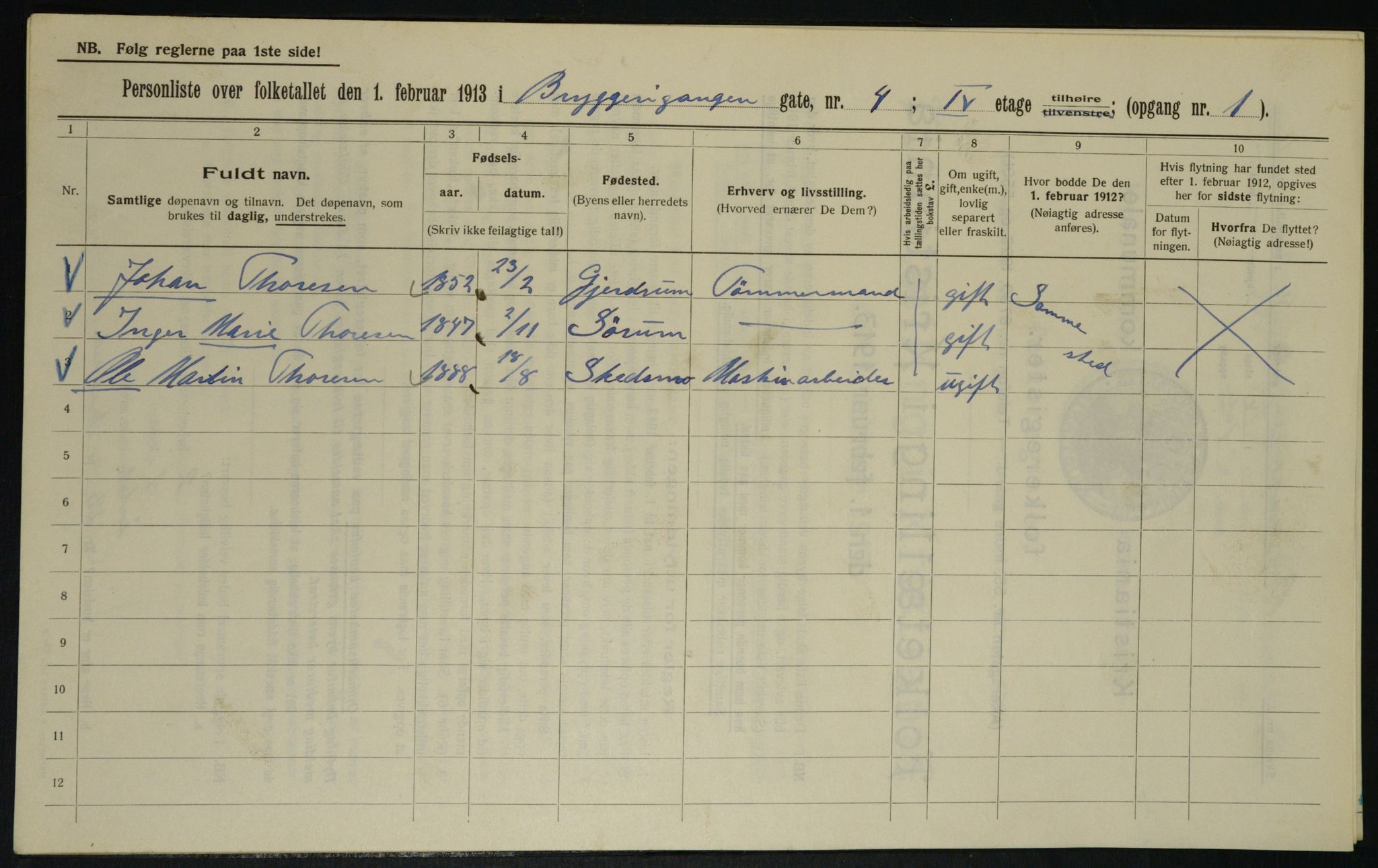 OBA, Municipal Census 1913 for Kristiania, 1913, p. 10155