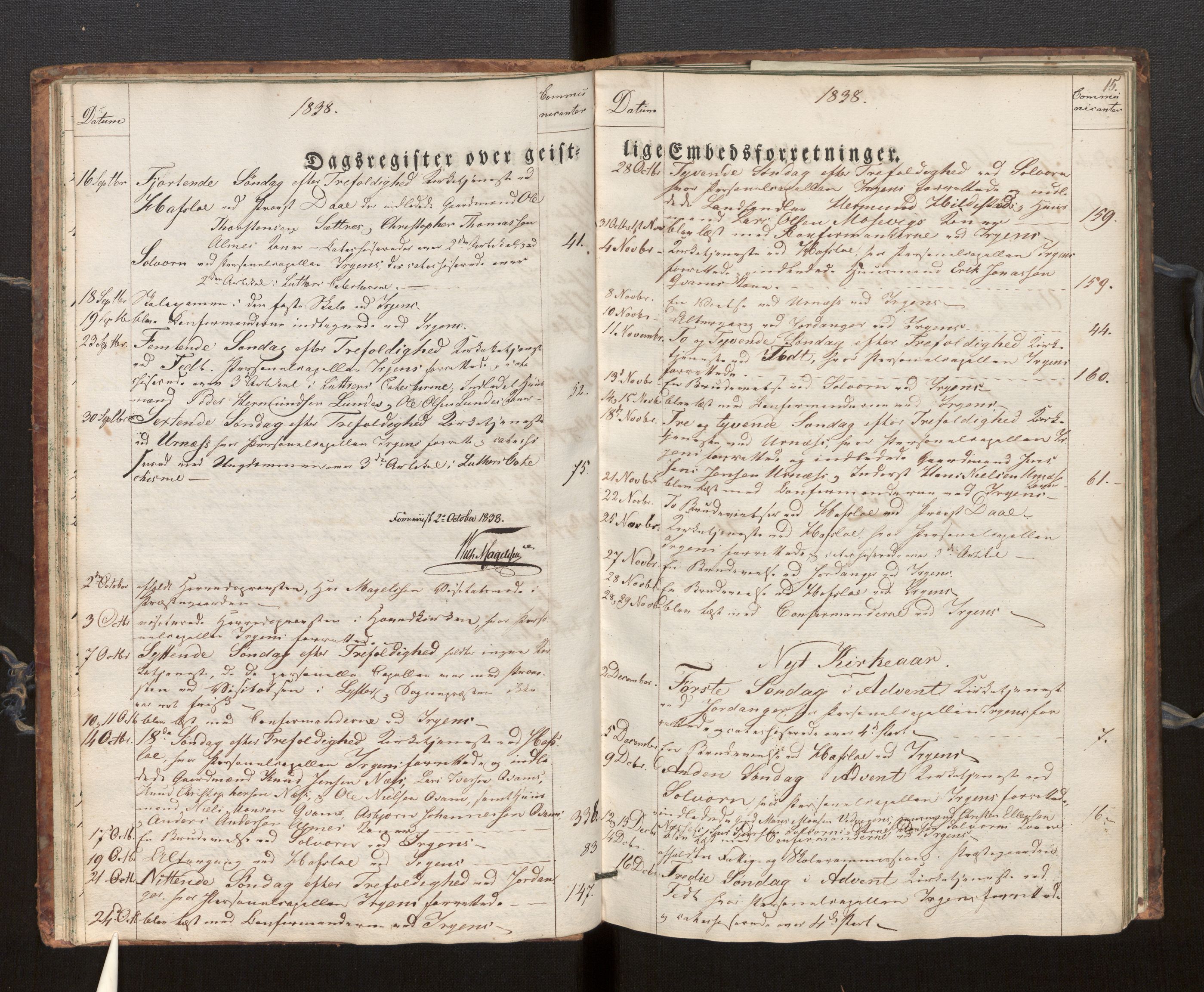 Hafslo sokneprestembete, SAB/A-80301/H/Haa/Haaf/L0001: Diary records no. F 1, 1834-1854, p. 15