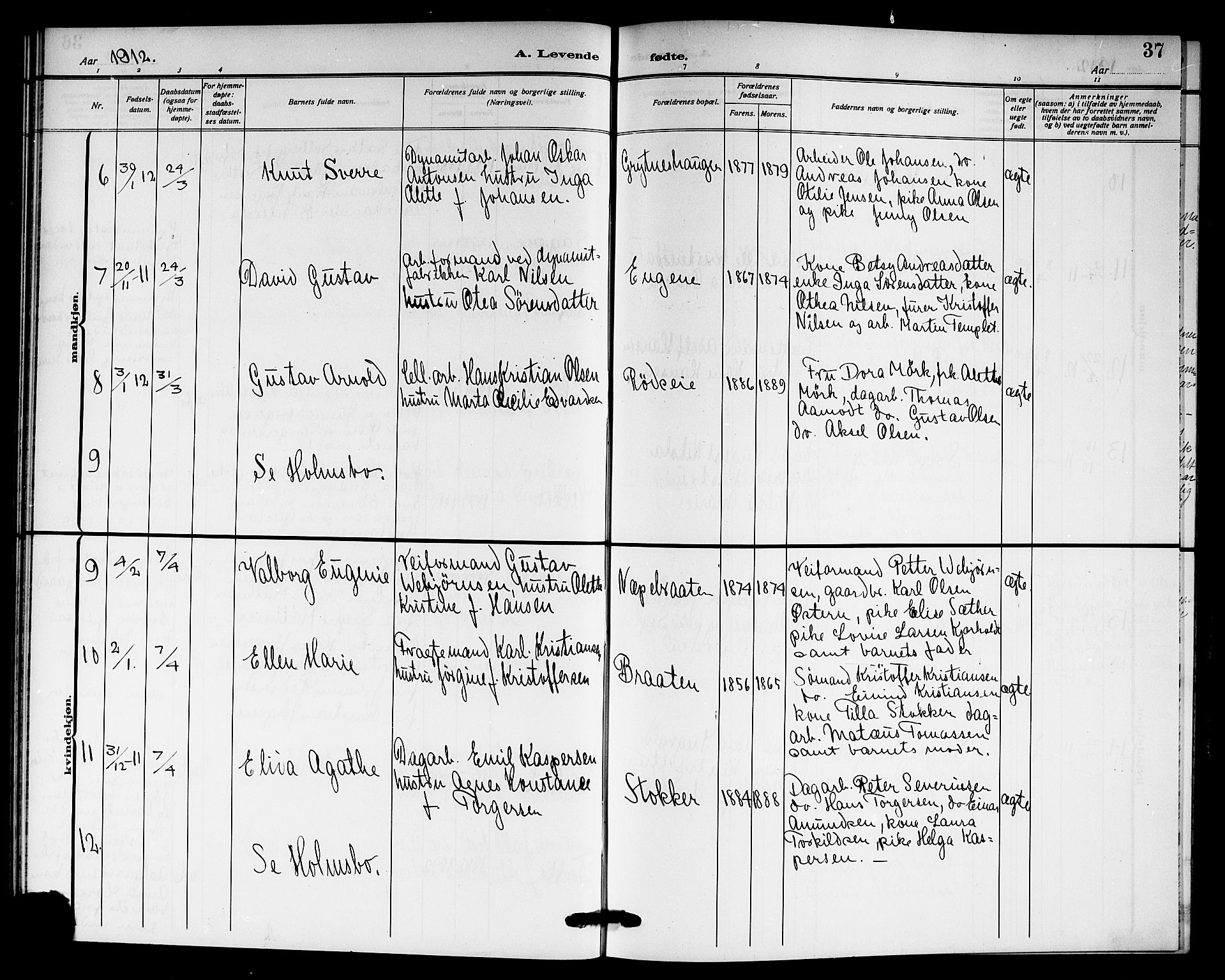 Hurum kirkebøker, AV/SAKO-A-229/G/Ga/L0005: Parish register (copy) no. I 5, 1908-1922, p. 37