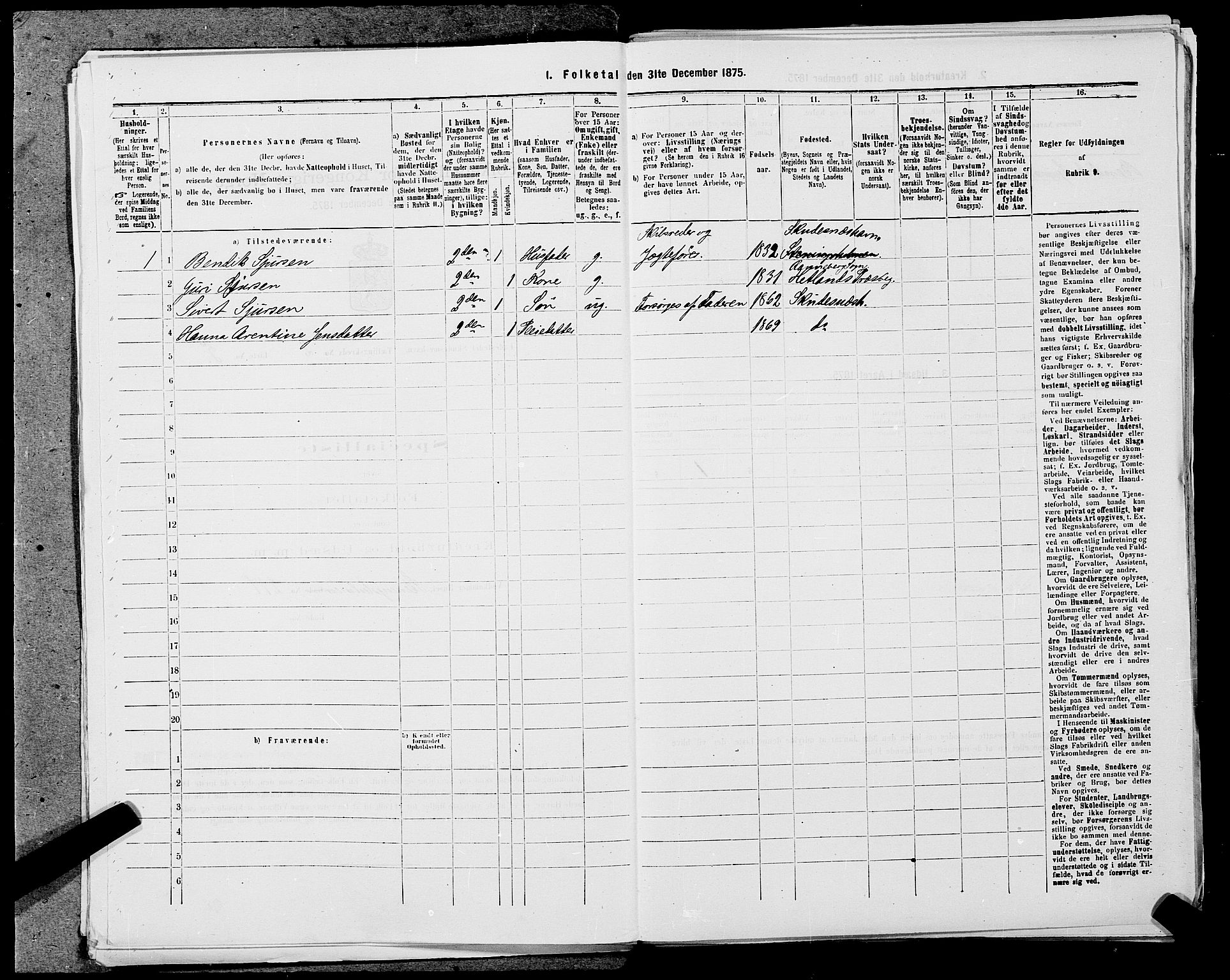 SAST, 1875 census for 1104B Skudenes/Skudeneshavn, 1875, p. 142