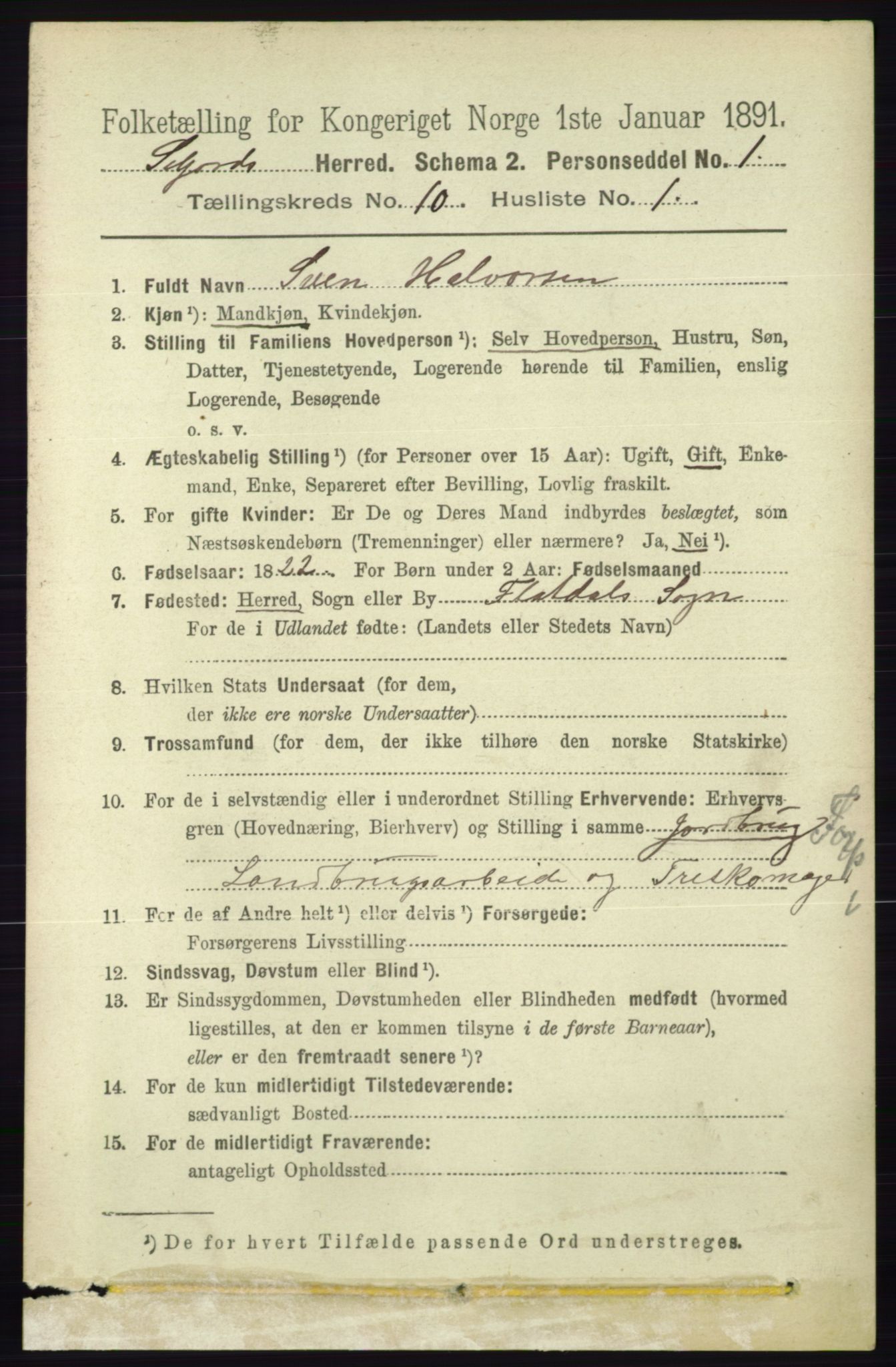 RA, 1891 census for 0828 Seljord, 1891, p. 3455