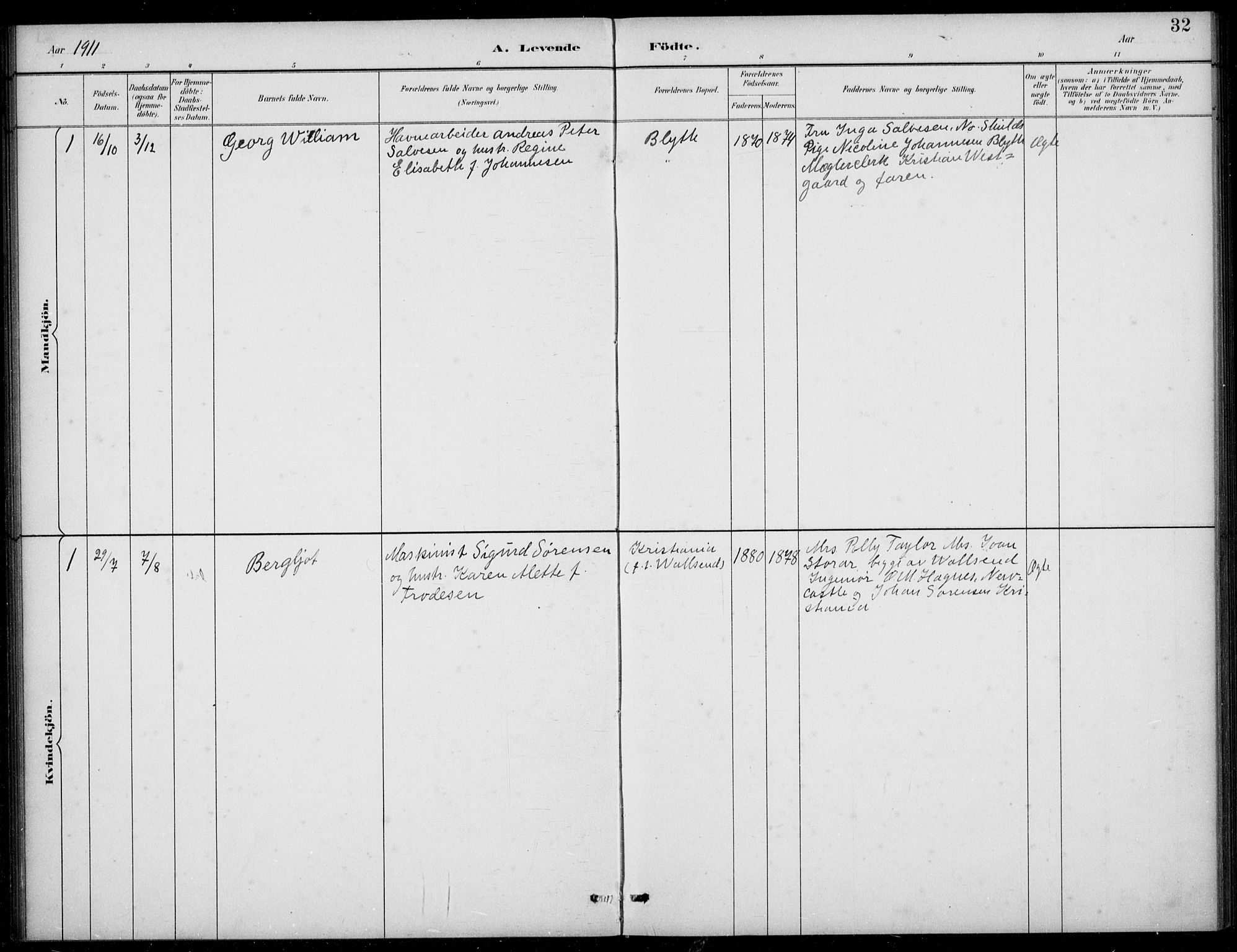 Den norske sjømannsmisjon i utlandet/Tyne-havnene (North Shields og New Castle), SAB/SAB/PA-0101/H/Ha/L0002: Parish register (official) no. A 2, 1883-1938, p. 32