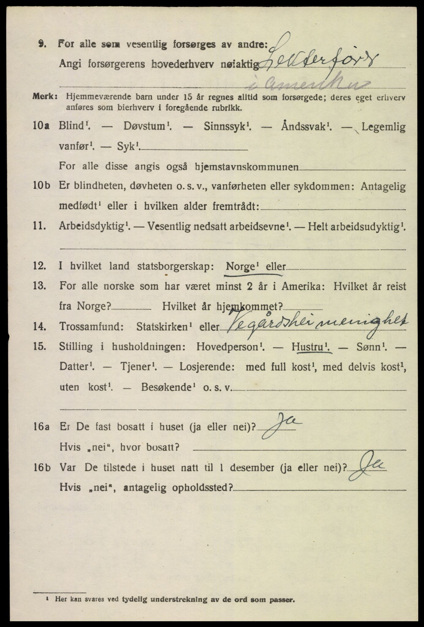 SAK, 1920 census for Dypvåg, 1920, p. 2296