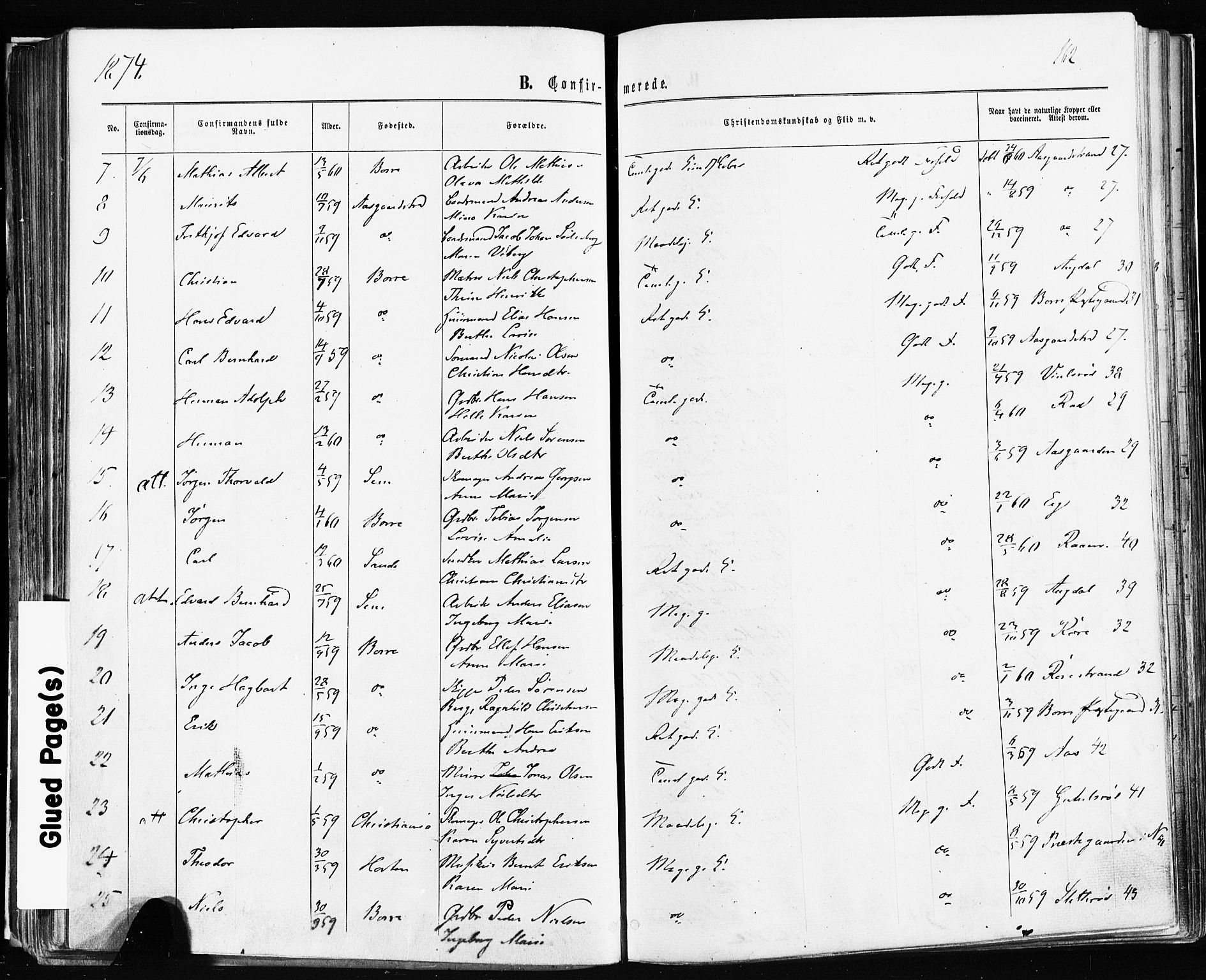 Borre kirkebøker, SAKO/A-338/F/Fa/L0008: Parish register (official) no. I 8, 1868-1877, p. 162