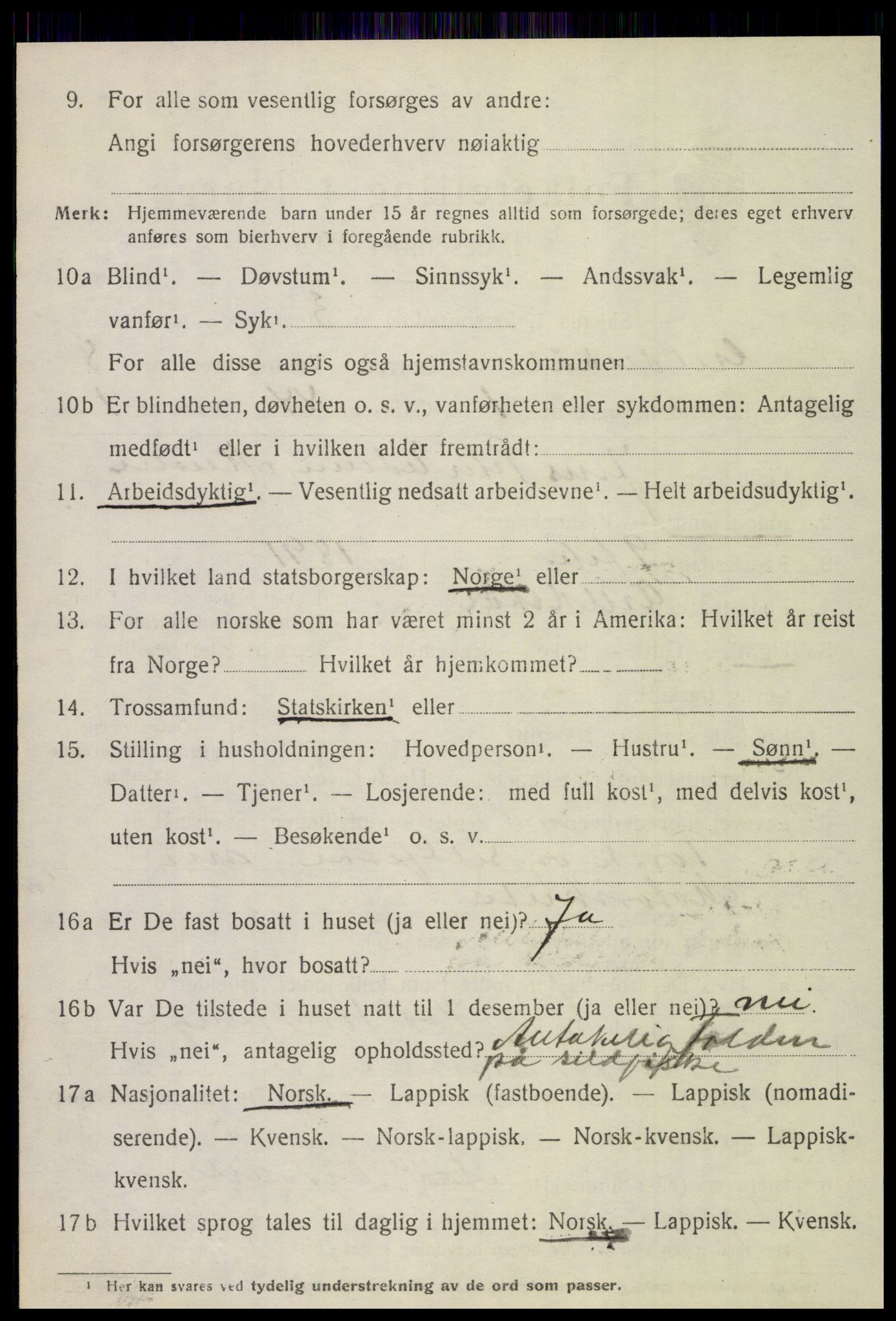 SAT, 1920 census for Gildeskål, 1920, p. 5407