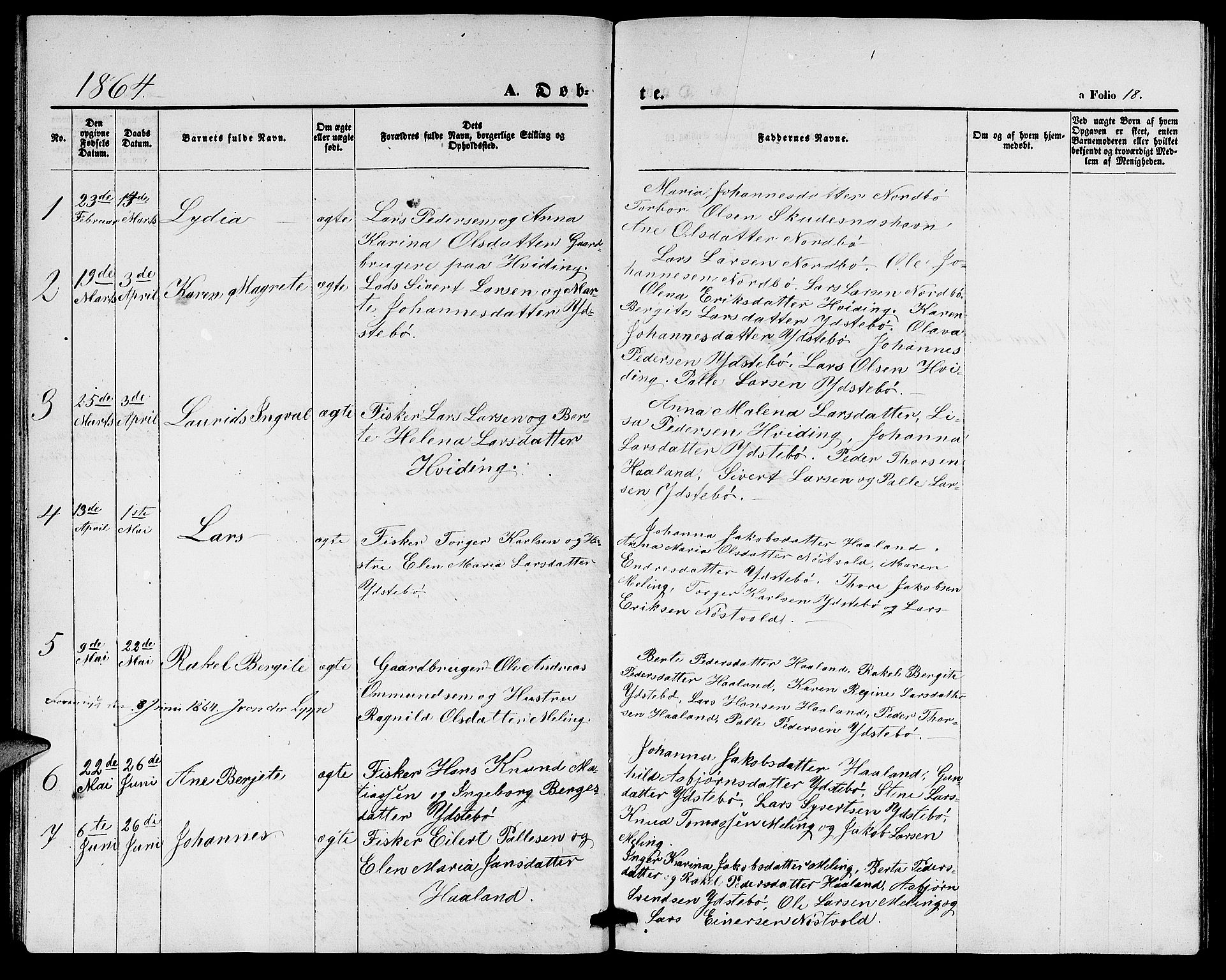 Rennesøy sokneprestkontor, SAST/A -101827/H/Ha/Hab/L0003: Parish register (copy) no. B 3, 1855-1888, p. 18