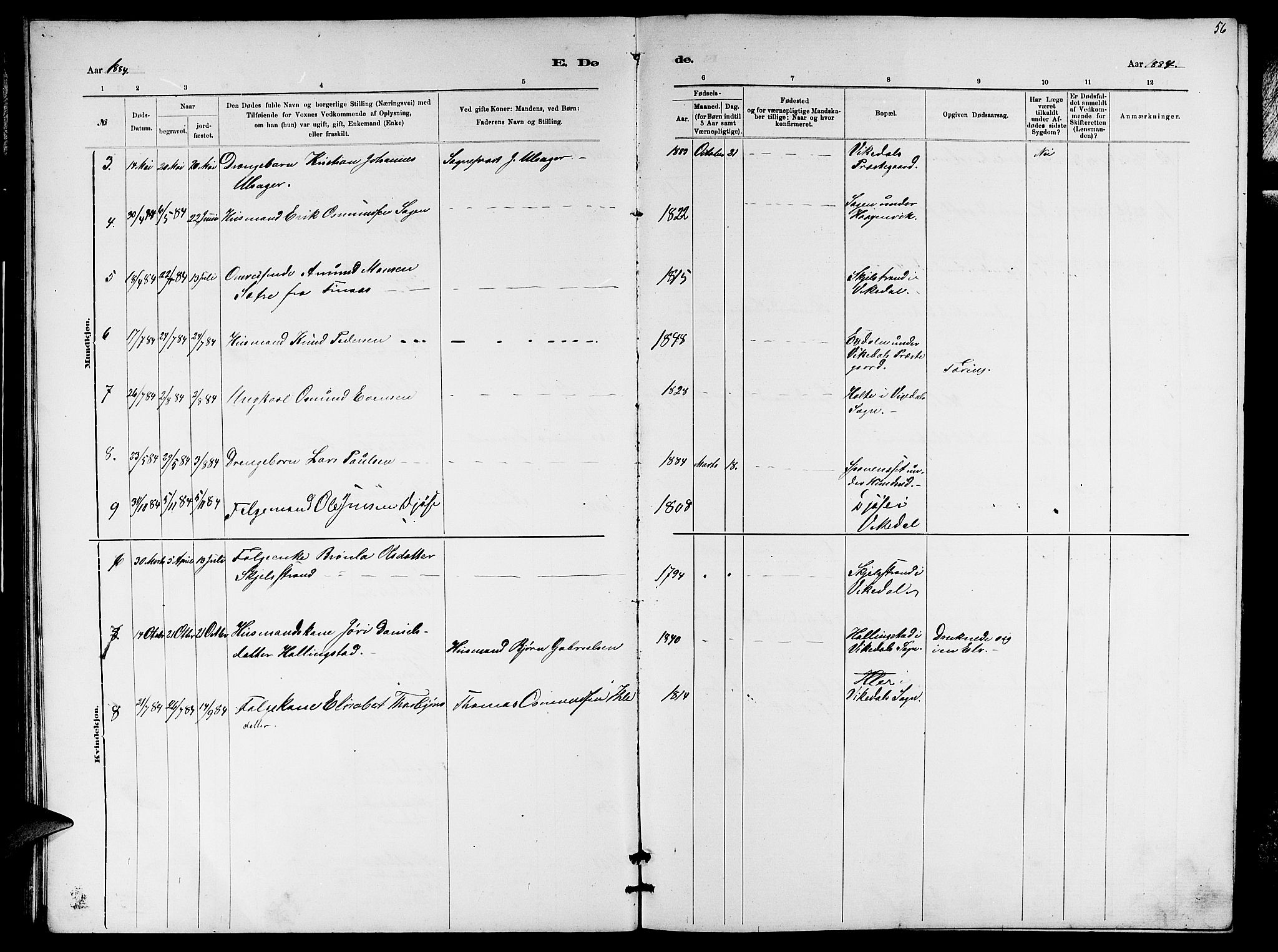 Vikedal sokneprestkontor, AV/SAST-A-101840/01/V: Parish register (copy) no. B 5, 1878-1888, p. 56