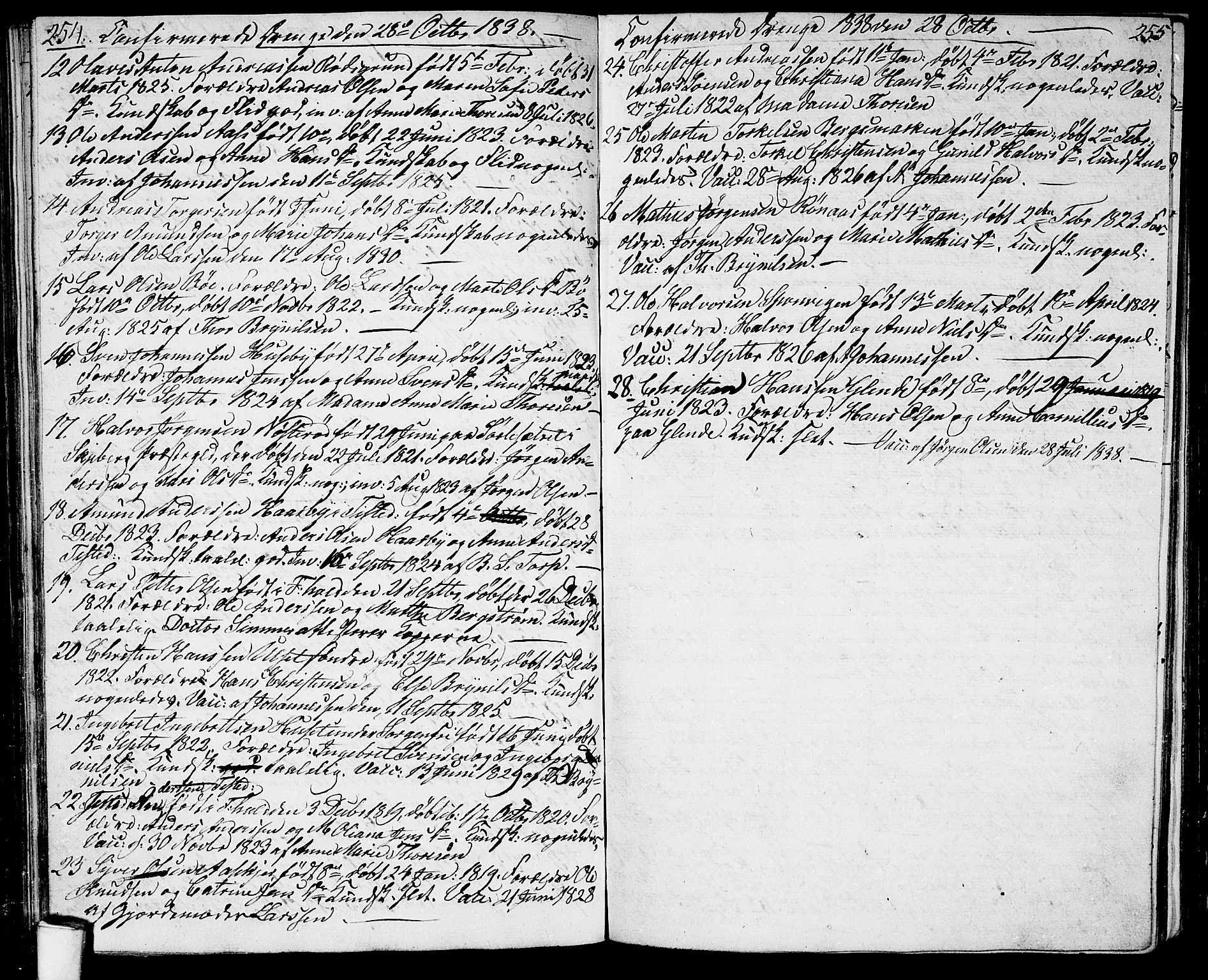 Berg prestekontor Kirkebøker, AV/SAO-A-10902/G/Ga/L0002: Parish register (copy) no. I 2, 1832-1844, p. 254-255