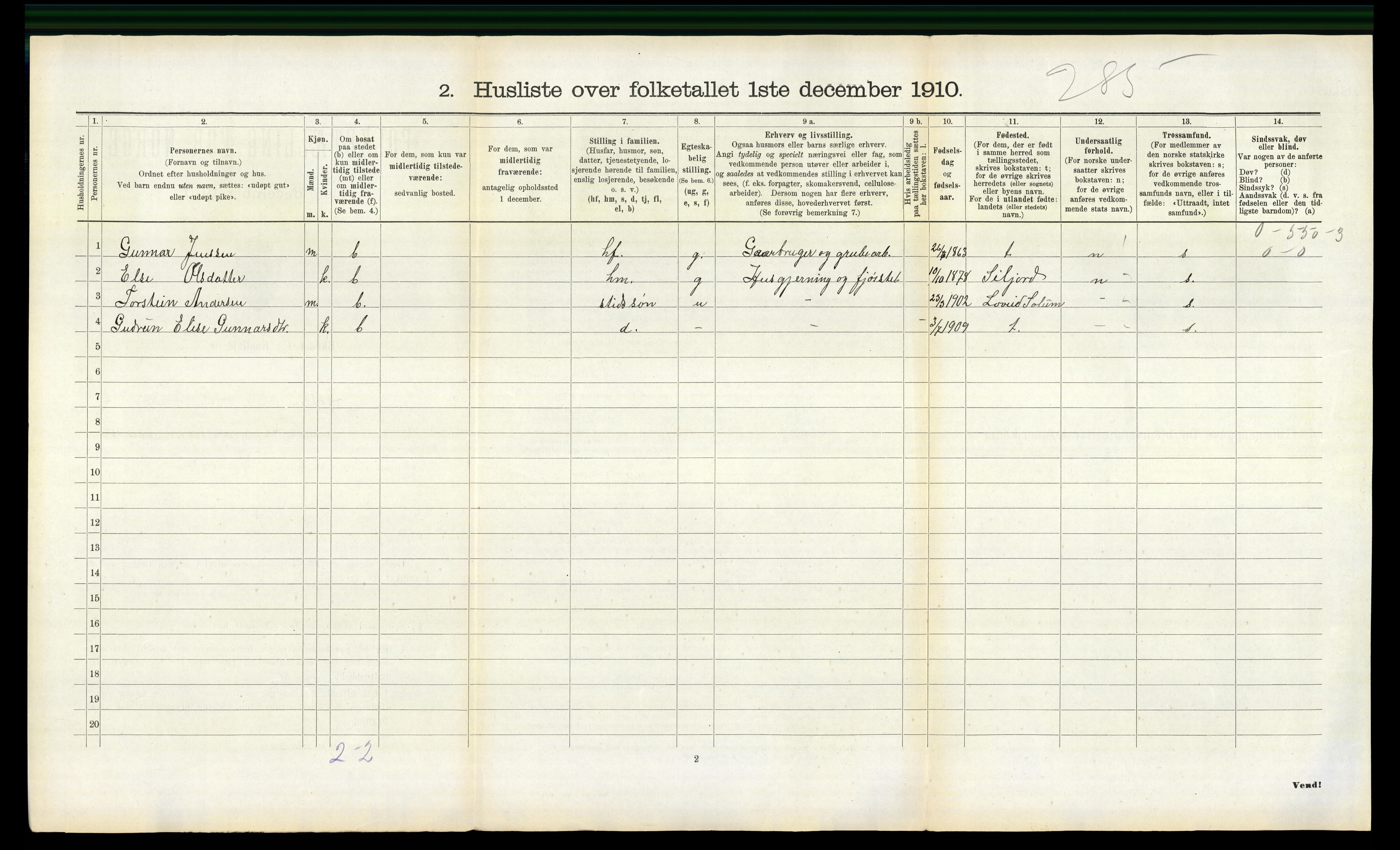 RA, 1910 census for Holla, 1910, p. 174