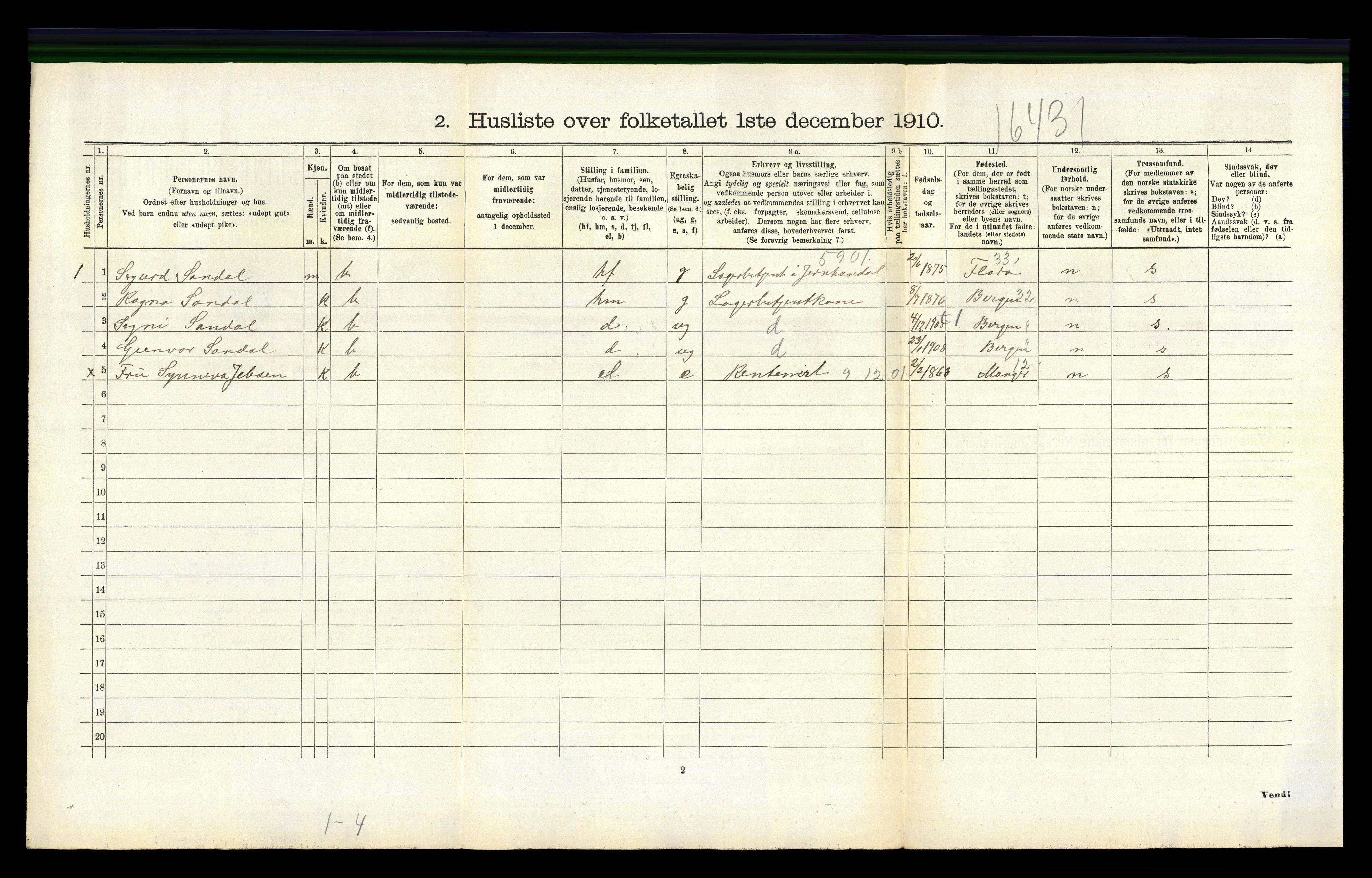 RA, 1910 census for Askøy, 1910, p. 1895