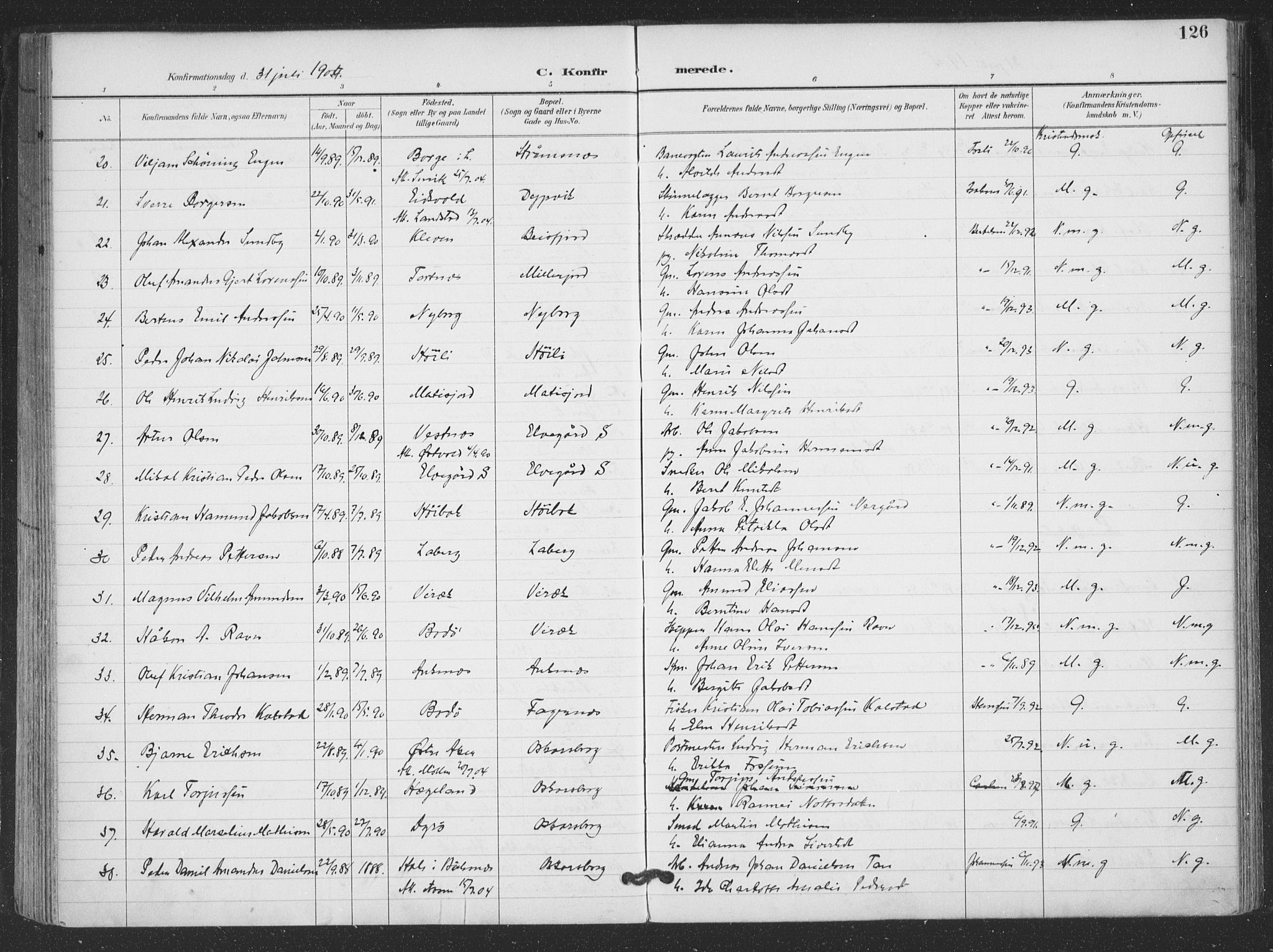 Ministerialprotokoller, klokkerbøker og fødselsregistre - Nordland, AV/SAT-A-1459/866/L0939: Parish register (official) no. 866A02, 1894-1906, p. 126