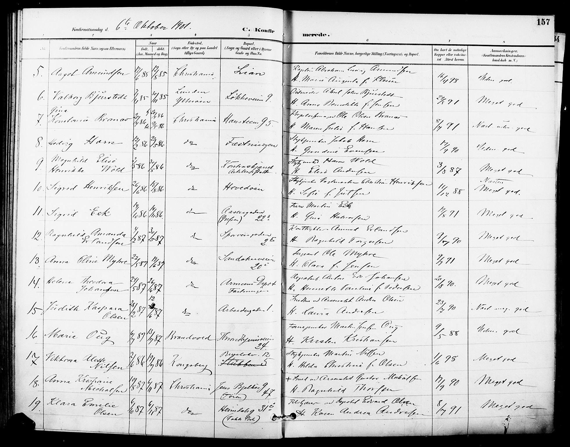 Garnisonsmenigheten Kirkebøker, SAO/A-10846/F/Fa/L0013: Parish register (official) no. 13, 1894-1904, p. 157