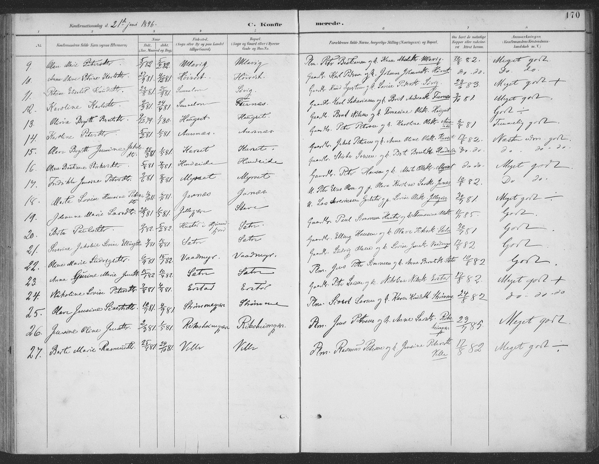 Ministerialprotokoller, klokkerbøker og fødselsregistre - Møre og Romsdal, SAT/A-1454/523/L0335: Parish register (official) no. 523A02, 1891-1911, p. 170