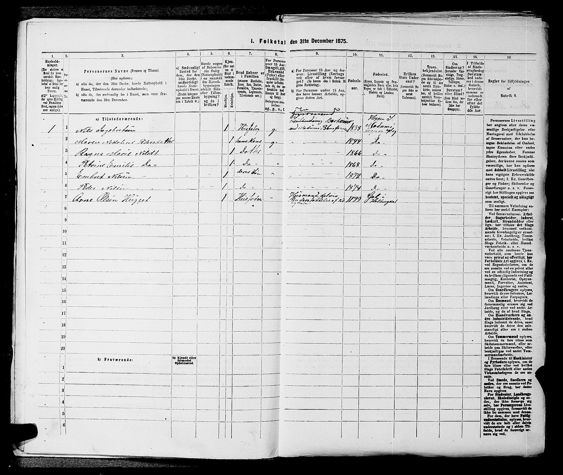 SAKO, 1875 census for 0623P Modum, 1875, p. 1046