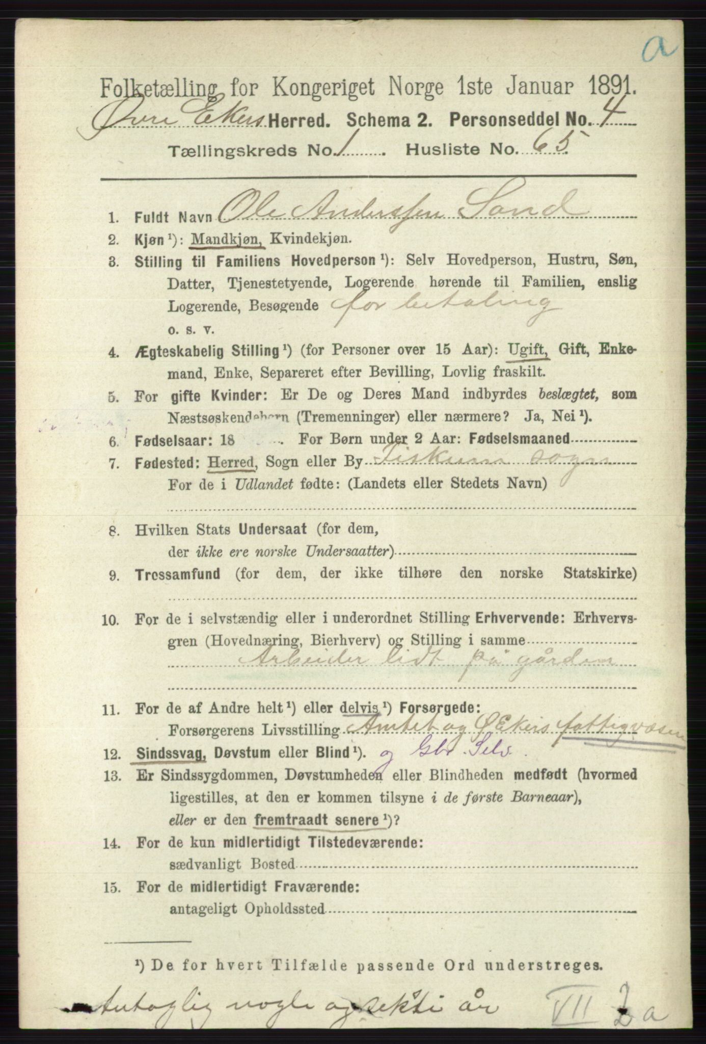 RA, 1891 census for 0624 Øvre Eiker, 1891, p. 467