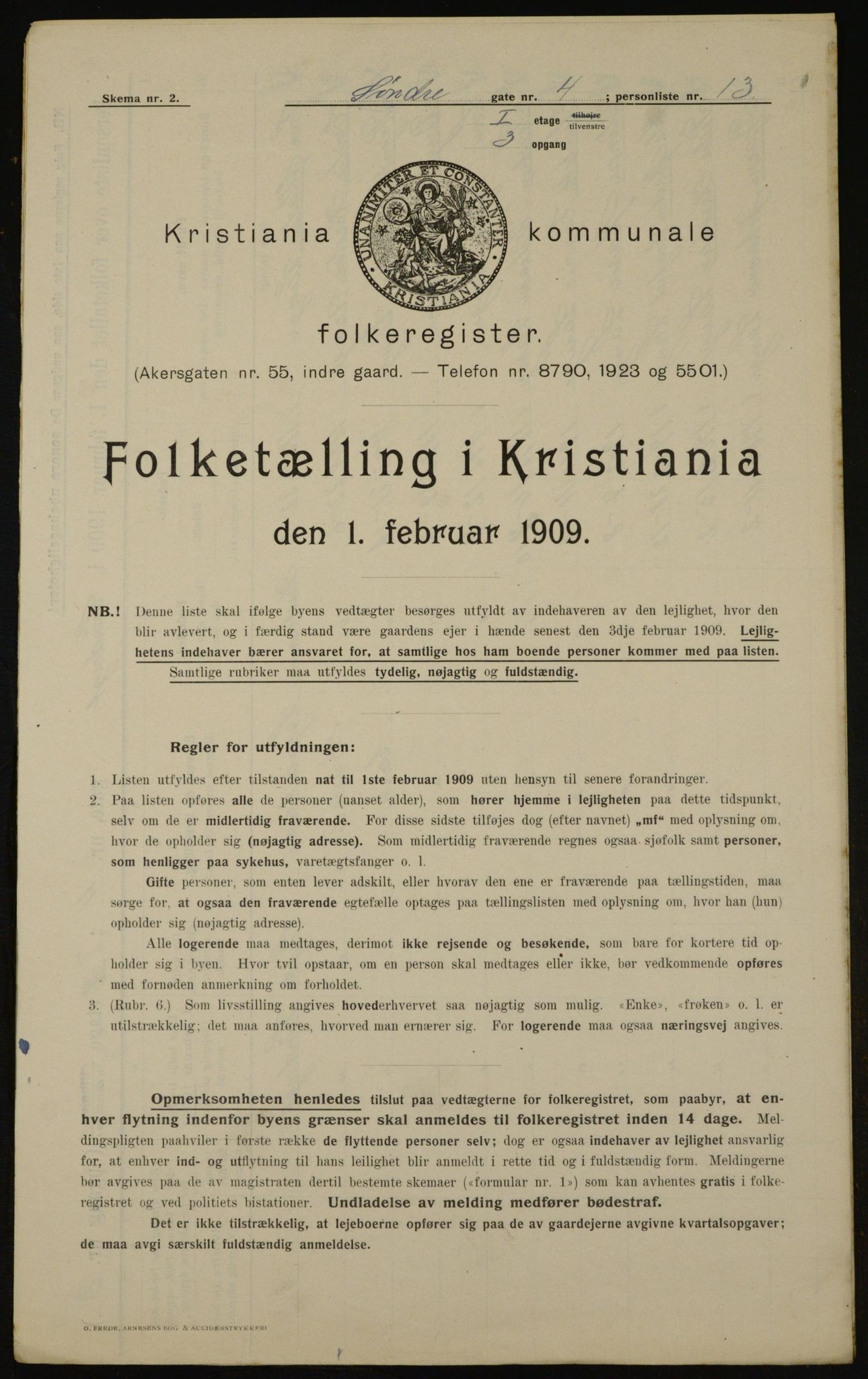 OBA, Municipal Census 1909 for Kristiania, 1909, p. 96352