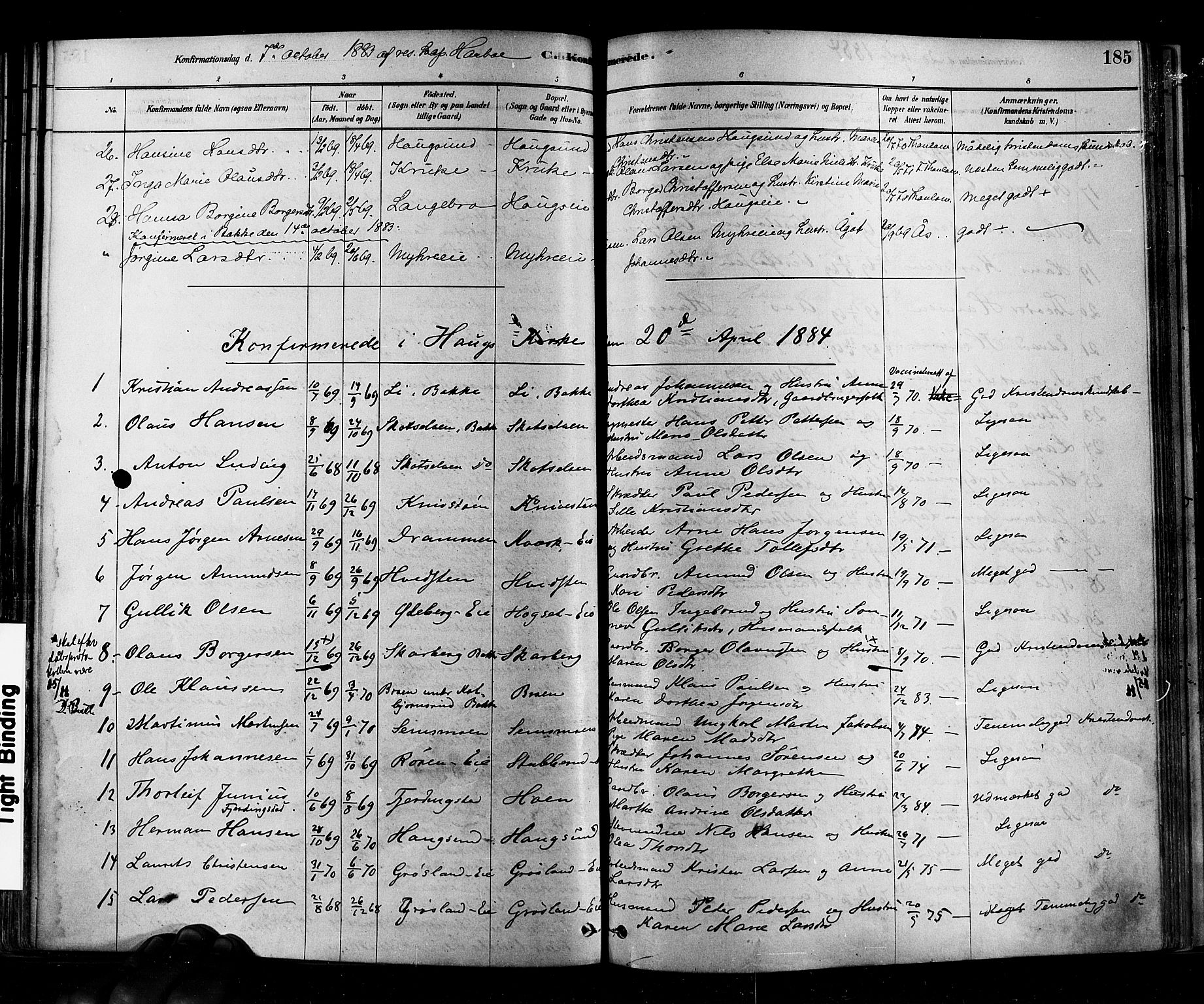 Eiker kirkebøker, AV/SAKO-A-4/F/Fb/L0001: Parish register (official) no. II 1, 1878-1888, p. 185