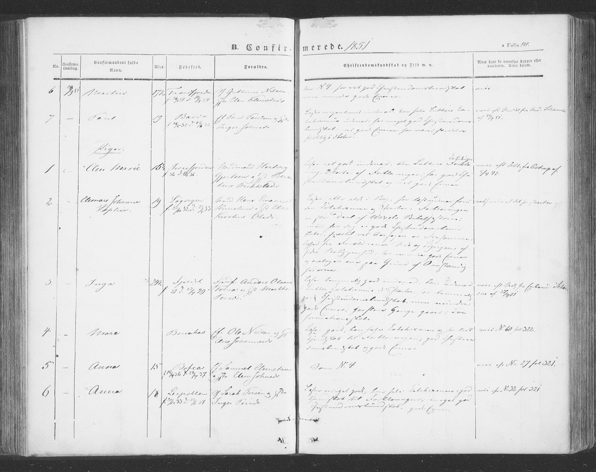 Tana sokneprestkontor, SATØ/S-1334/H/Ha/L0001kirke: Parish register (official) no. 1, 1846-1861, p. 131