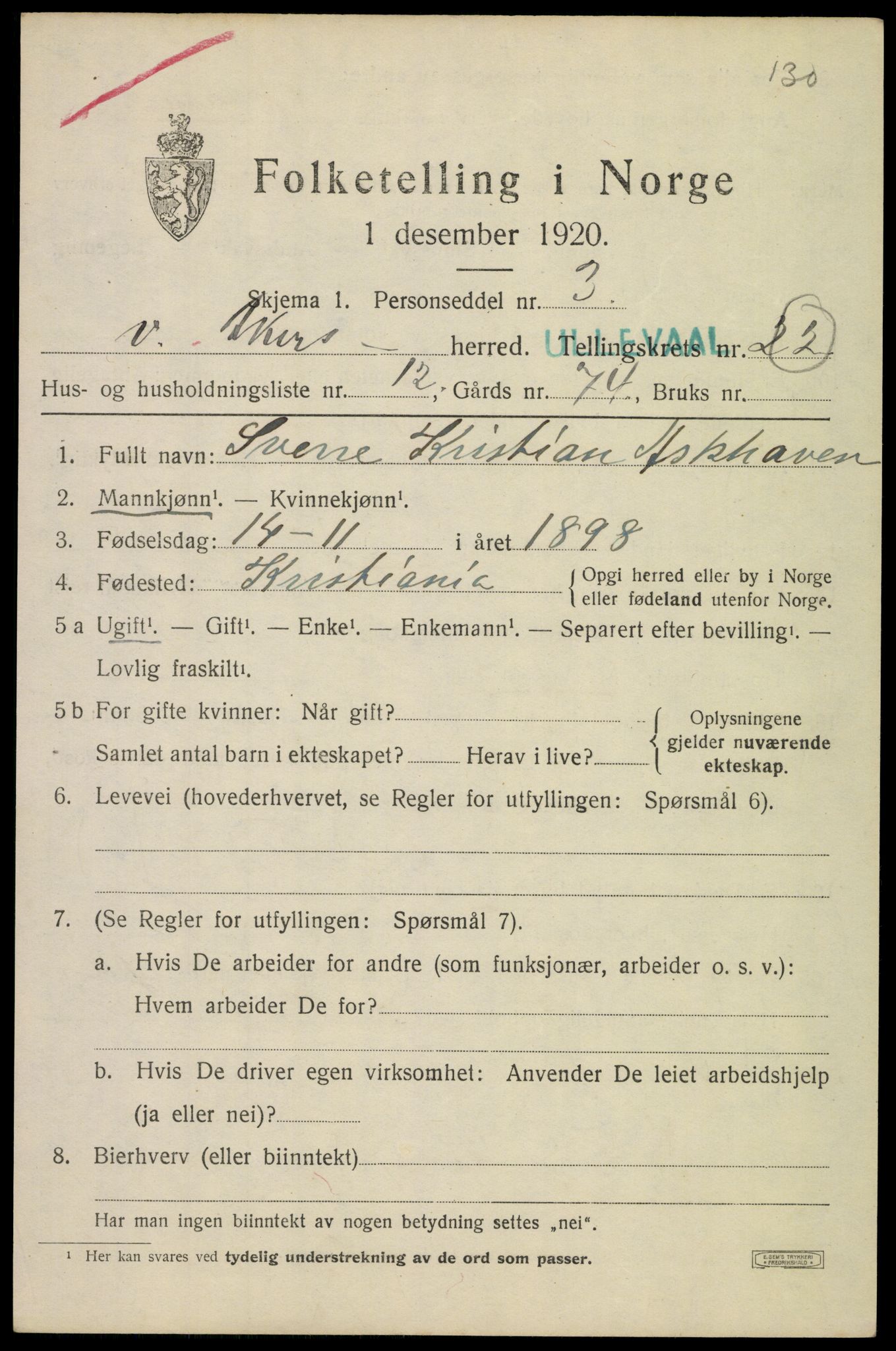 SAO, 1920 census for Aker, 1920, p. 125922