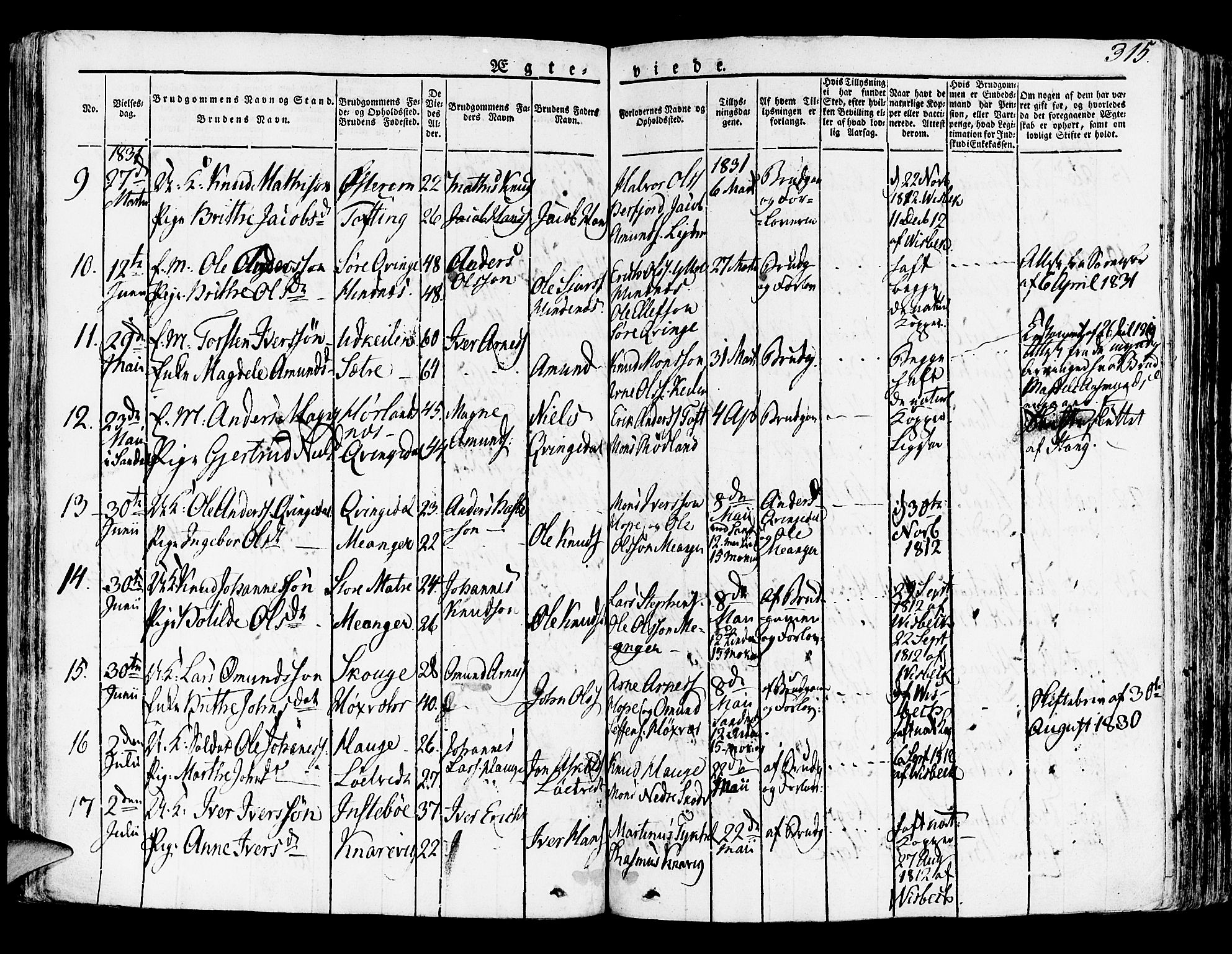 Lindås Sokneprestembete, AV/SAB-A-76701/H/Haa/Haaa/L0008: Parish register (official) no. A 8, 1823-1836, p. 315