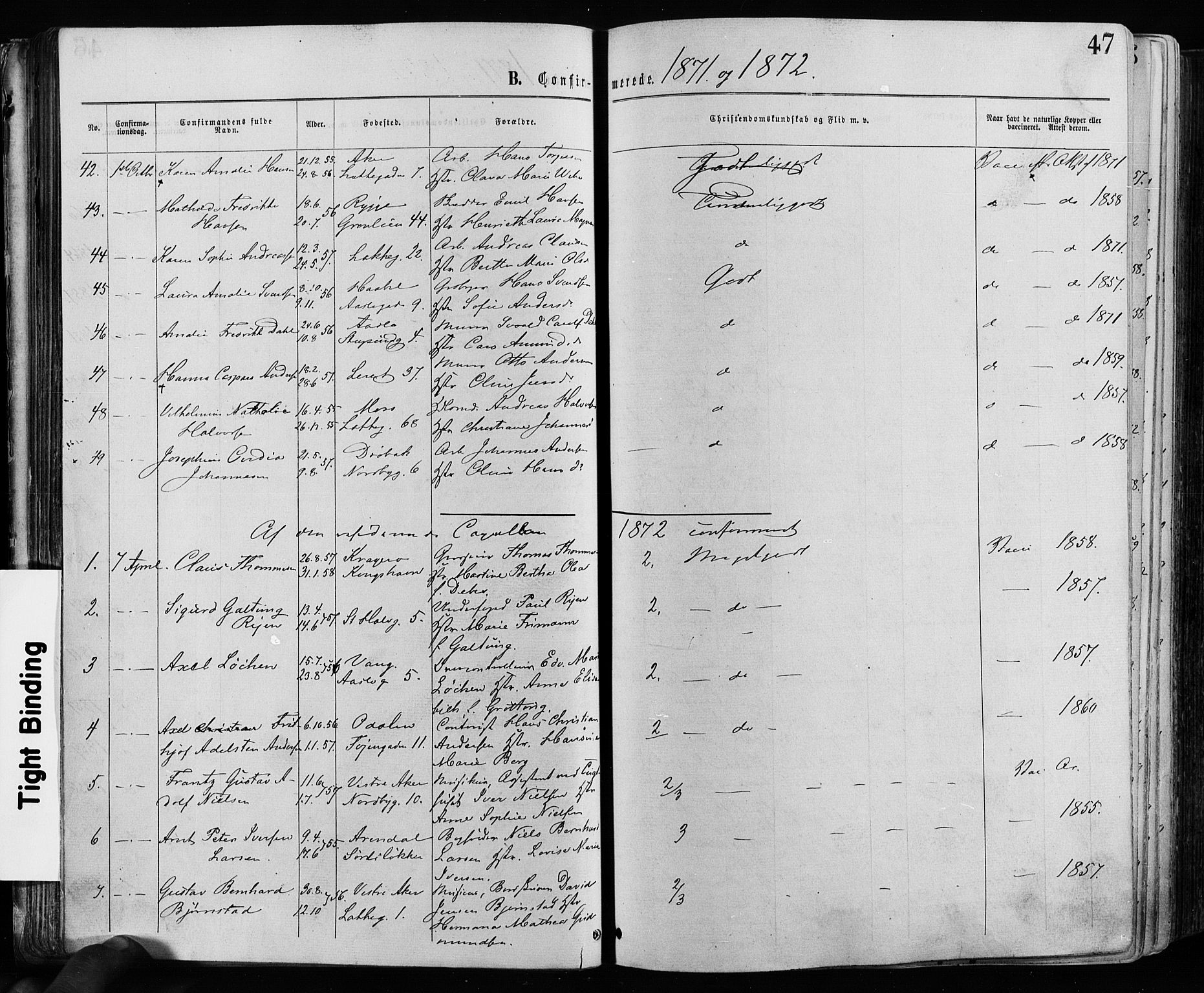 Grønland prestekontor Kirkebøker, AV/SAO-A-10848/F/Fa/L0005: Parish register (official) no. 5, 1869-1880, p. 47