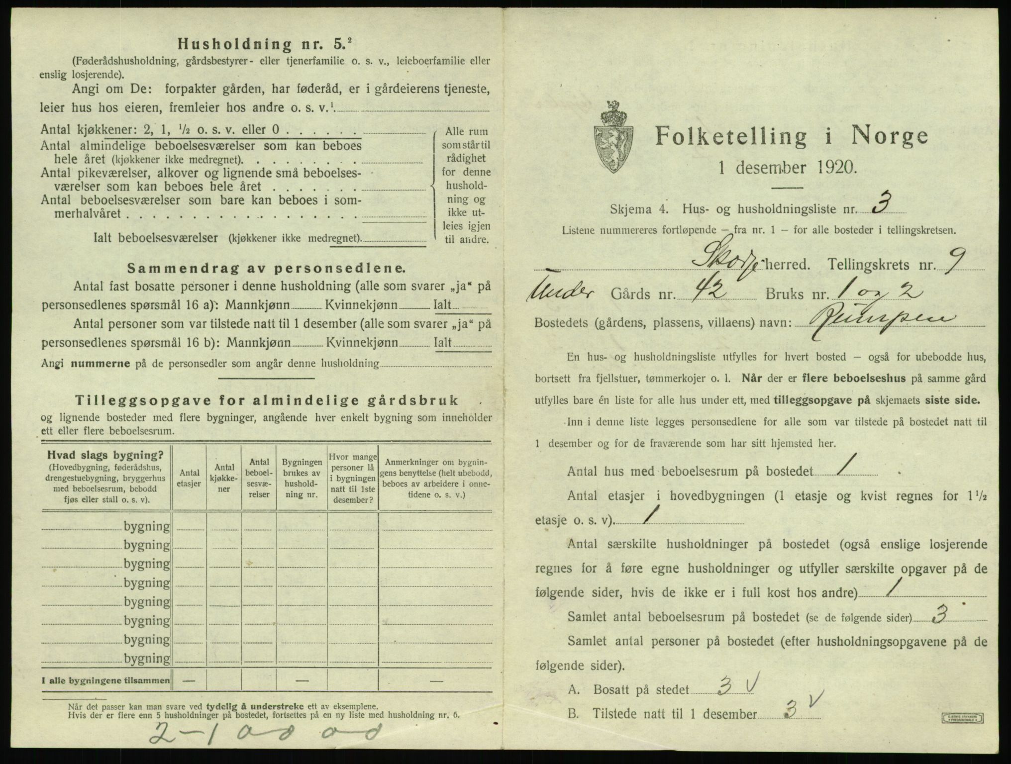 SAT, 1920 census for Skodje, 1920, p. 611