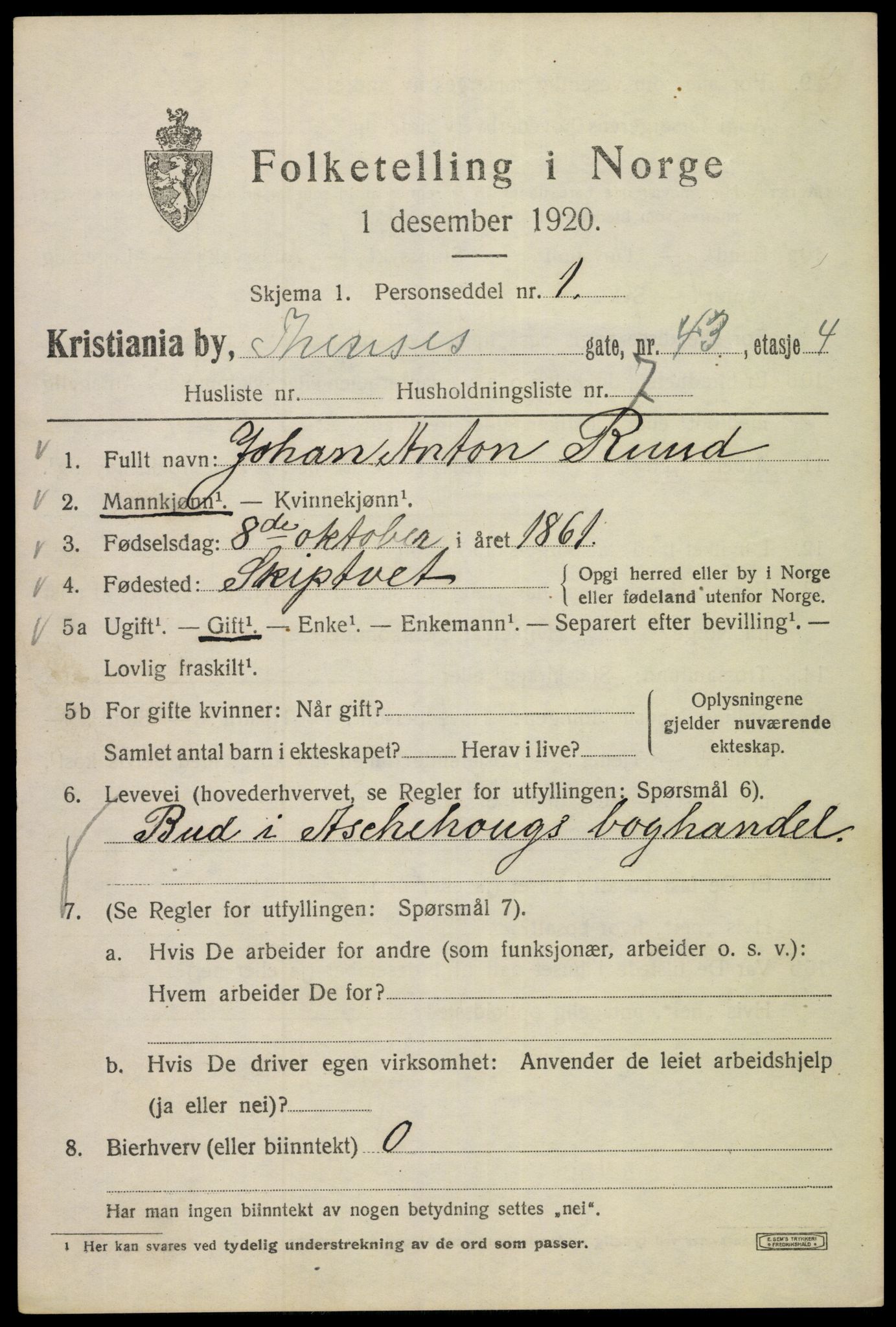 SAO, 1920 census for Kristiania, 1920, p. 570015