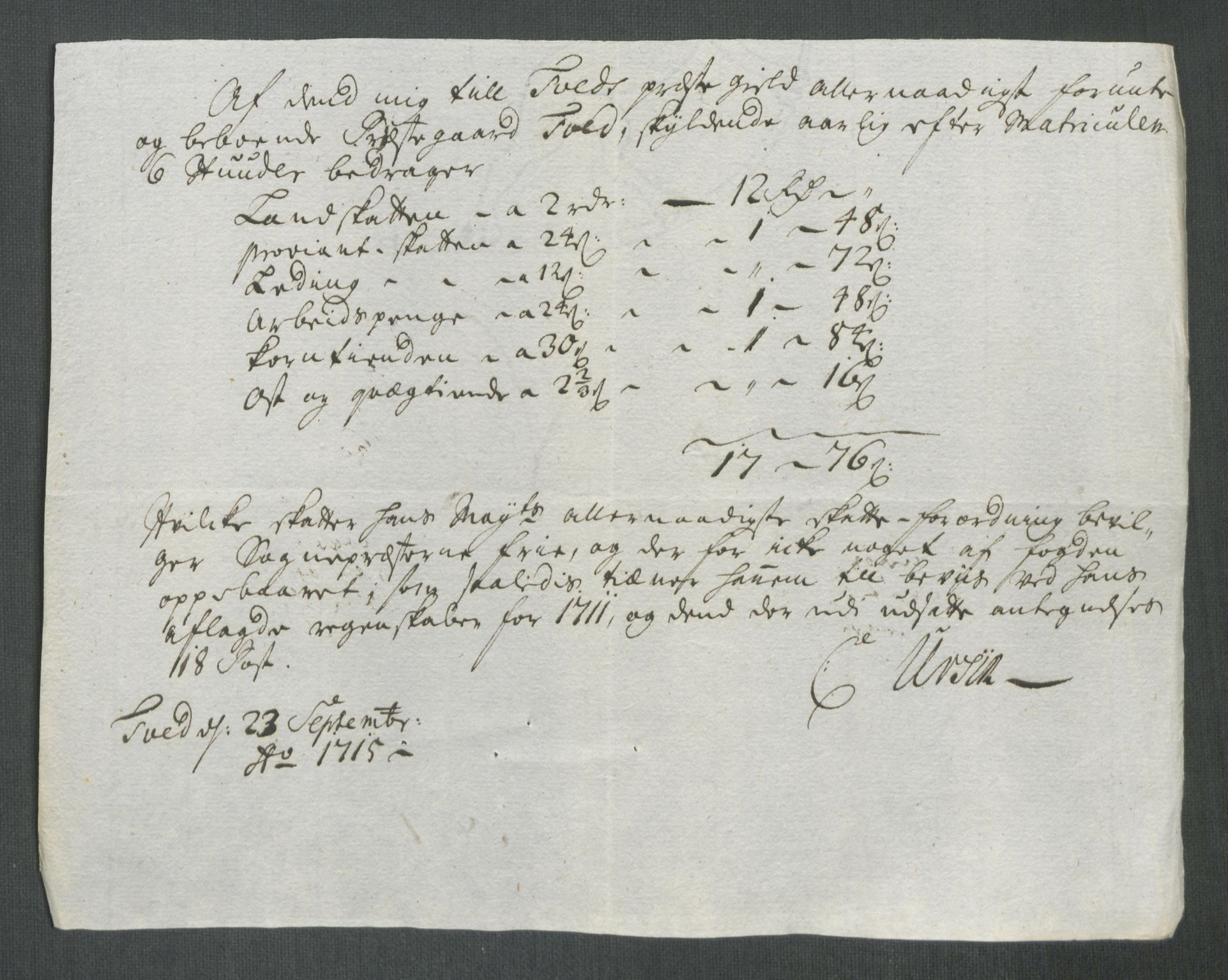 Rentekammeret inntil 1814, Reviderte regnskaper, Fogderegnskap, AV/RA-EA-4092/R43/L2559: Fogderegnskap Lista og Mandal, 1715, p. 195