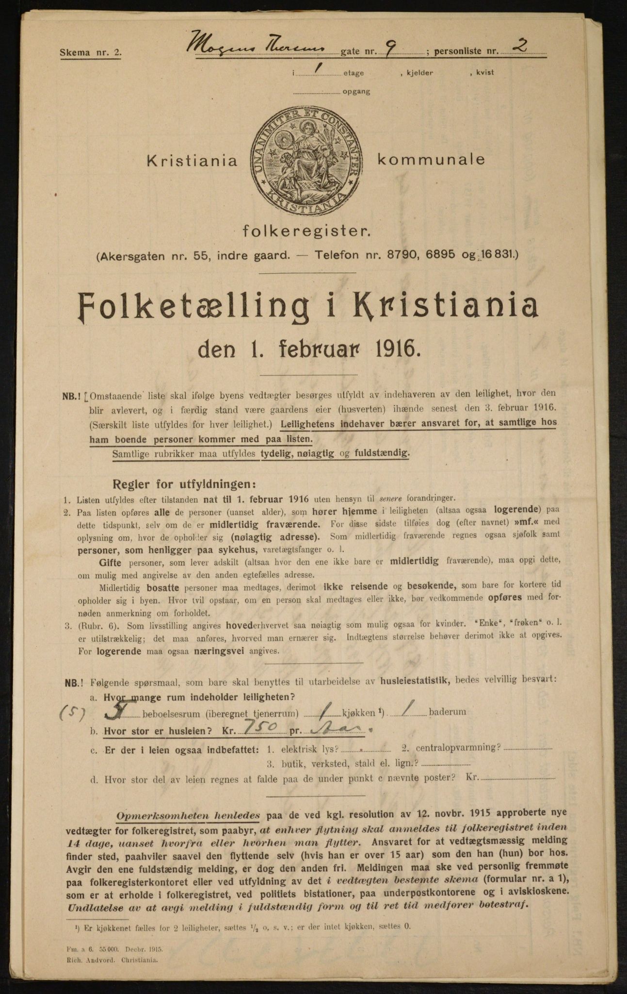 OBA, Municipal Census 1916 for Kristiania, 1916, p. 67265