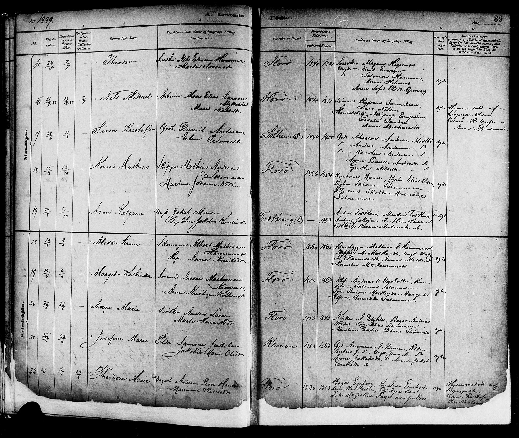 Kinn sokneprestembete, AV/SAB-A-80801/H/Hab/Haba/L0002: Parish register (copy) no. A 2, 1882-1906, p. 39