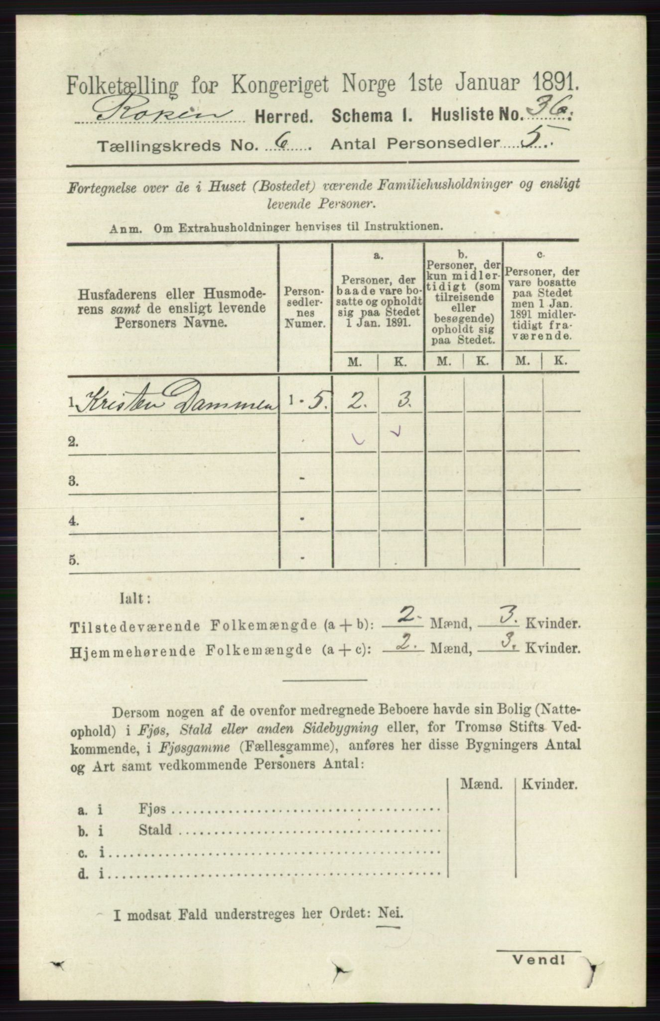 RA, 1891 census for 0627 Røyken, 1891, p. 3578