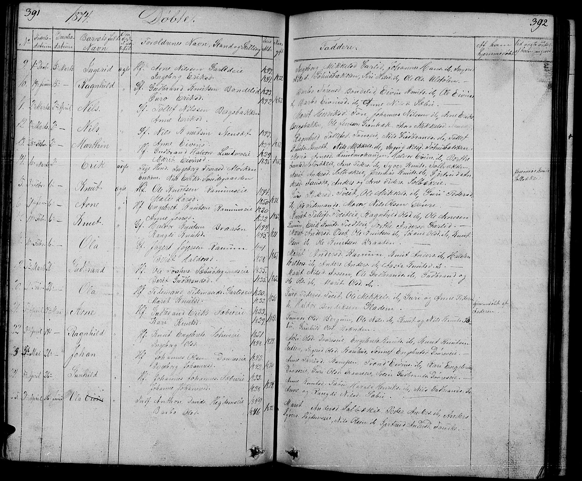 Nord-Aurdal prestekontor, SAH/PREST-132/H/Ha/Hab/L0001: Parish register (copy) no. 1, 1834-1887, p. 391-392
