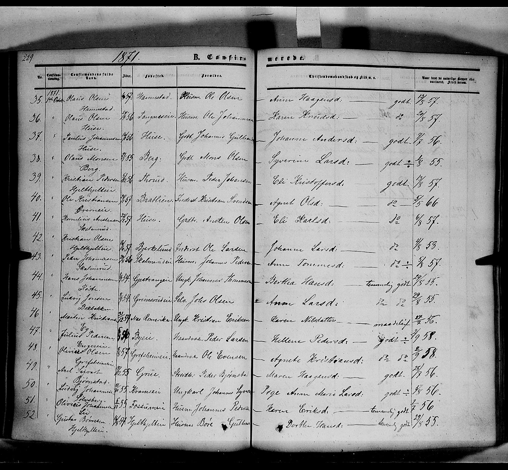 Nes prestekontor, Hedmark, AV/SAH-PREST-020/K/Ka/L0004: Parish register (official) no. 4, 1852-1886, p. 229