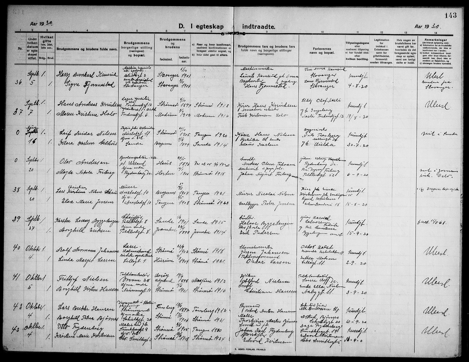 Strømsø kirkebøker, AV/SAKO-A-246/F/Fa/L0027: Parish register (official) no. I 28, 1912-1931, p. 143