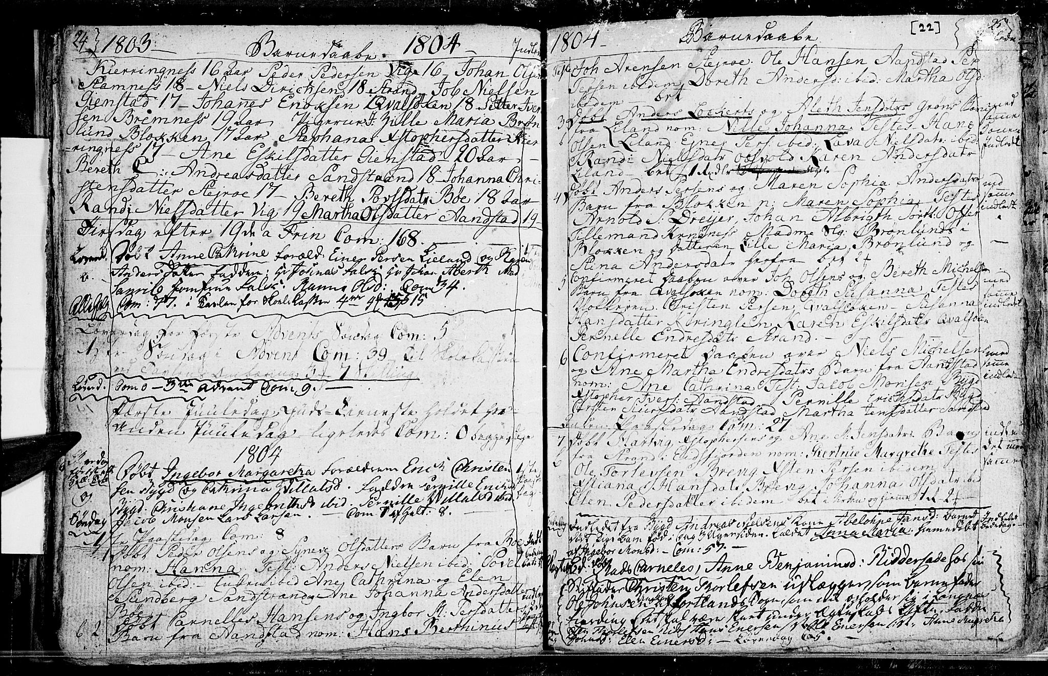 Ministerialprotokoller, klokkerbøker og fødselsregistre - Nordland, AV/SAT-A-1459/895/L1367: Parish register (official) no. 895A02, 1795-1811, p. 22