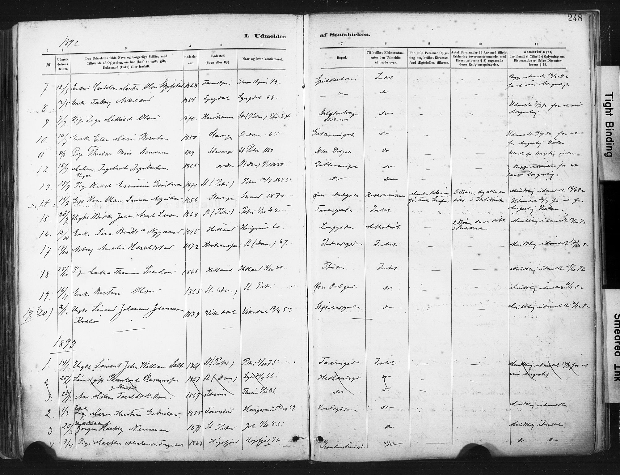 St. Johannes sokneprestkontor, SAST/A-101814/001/30/30BA/L0003: Parish register (official) no. A 3, 1885-1910, p. 248