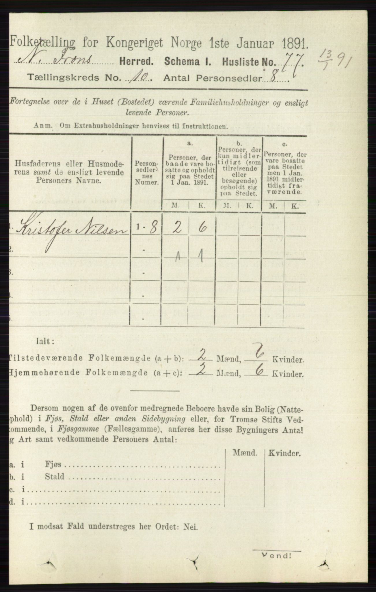 RA, 1891 census for 0518 Nord-Fron, 1891, p. 4379