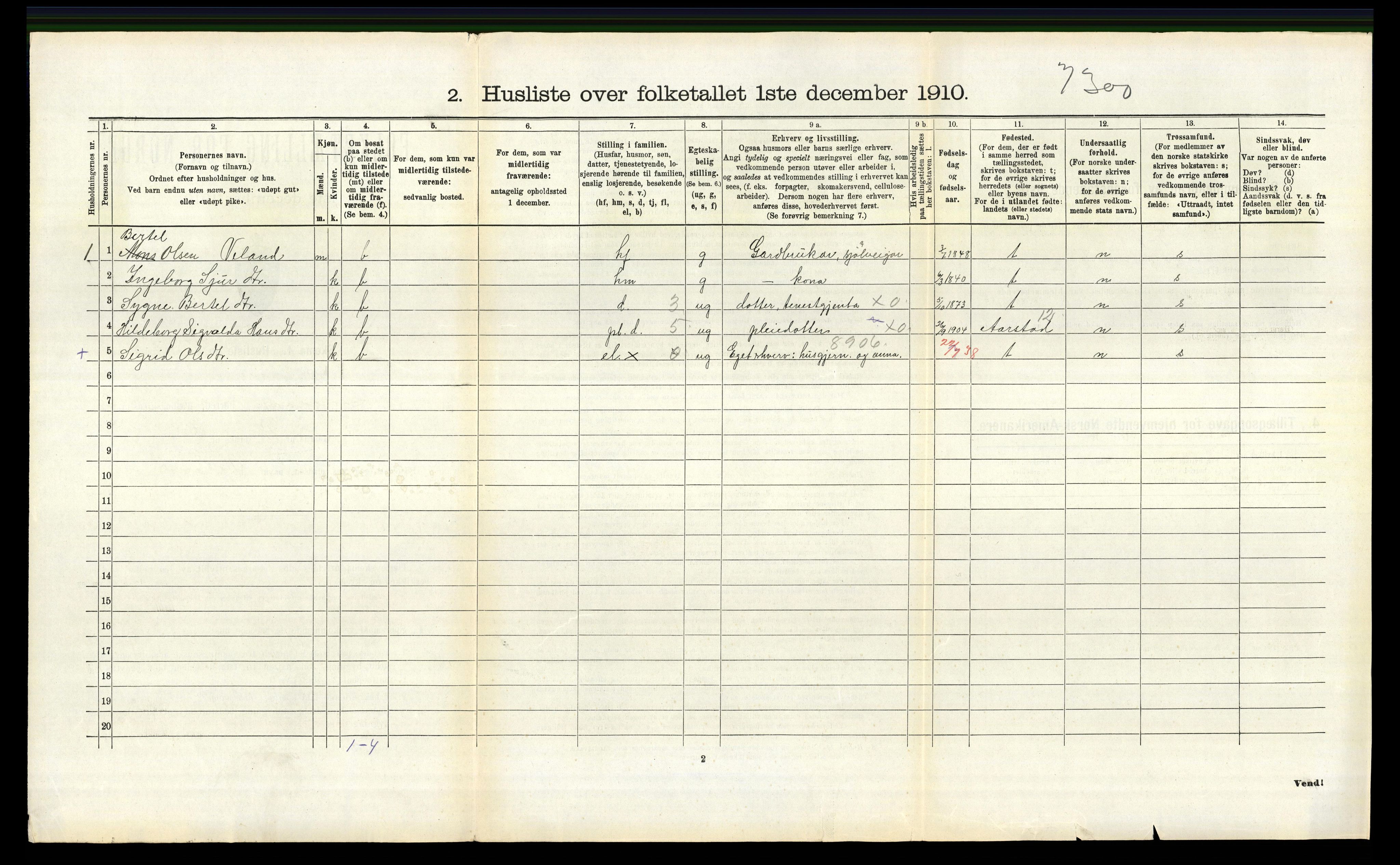 RA, 1910 census for Lindås, 1910, p. 1321