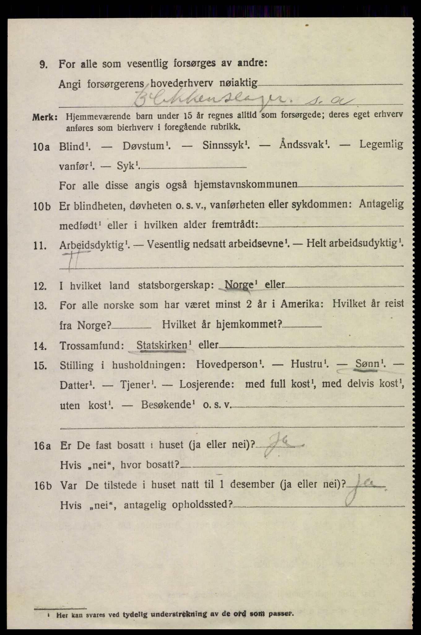 SAK, 1920 census for Øyestad, 1920, p. 9413