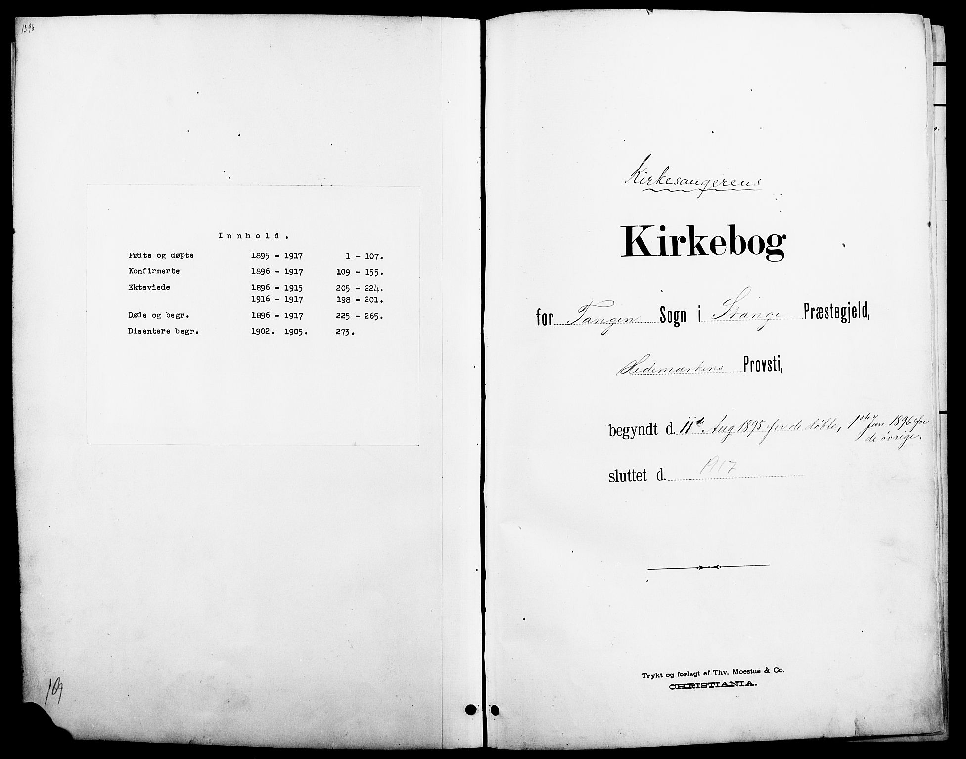 Stange prestekontor, SAH/PREST-002/L/L0011: Parish register (copy) no. 11, 1895-1917