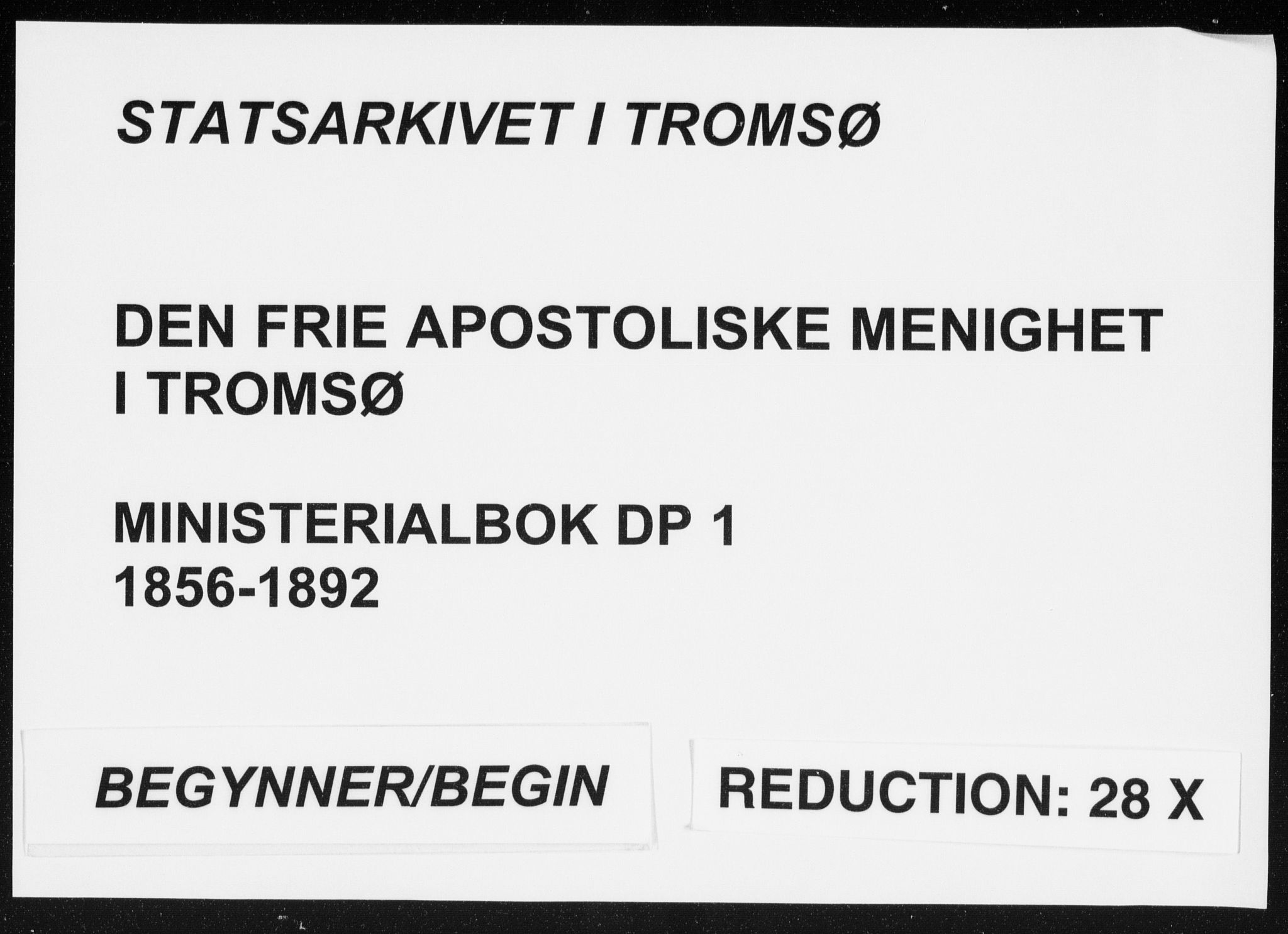 Uten arkivreferanse, SATØ/-: Dissenter register no. DP 1, 1856-1892