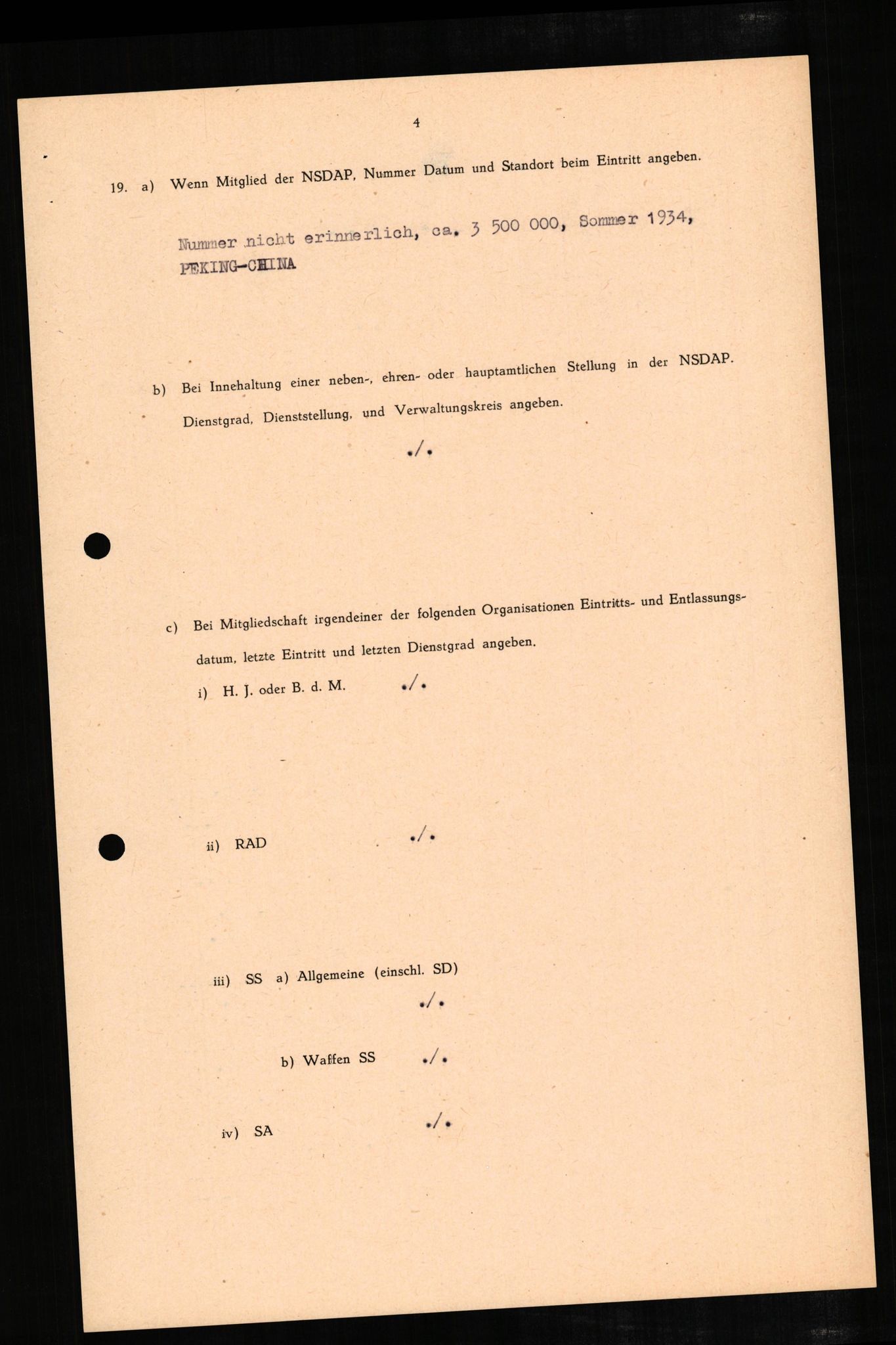 Forsvaret, Forsvarets overkommando II, RA/RAFA-3915/D/Db/L0007: CI Questionaires. Tyske okkupasjonsstyrker i Norge. Tyskere., 1945-1946, p. 101