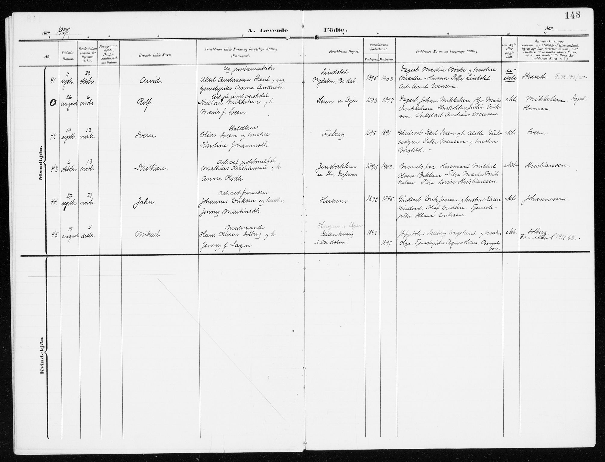 Furnes prestekontor, SAH/PREST-012/K/Ka/L0001: Parish register (official) no. 1, 1907-1935, p. 148