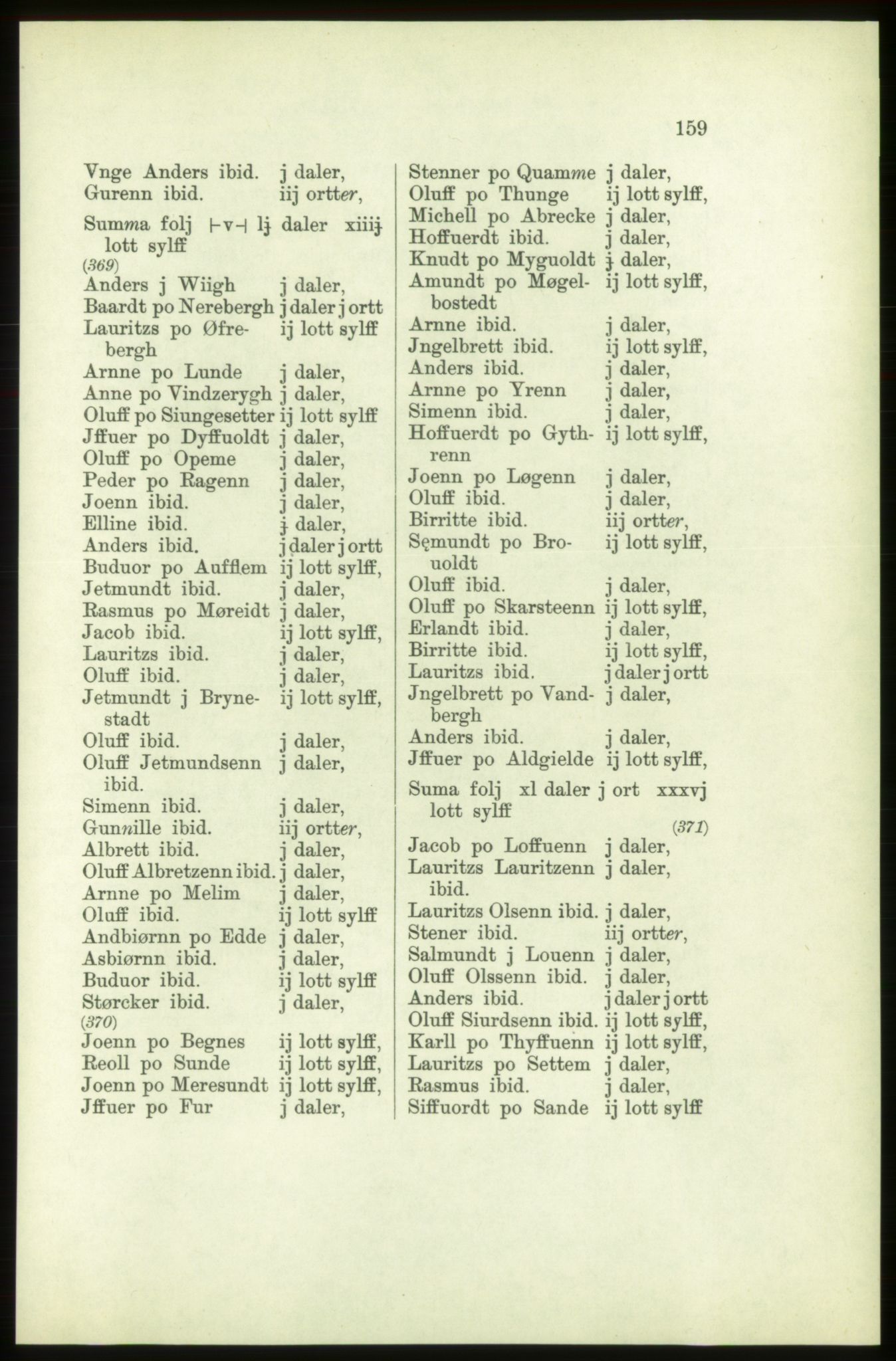 Publikasjoner utgitt av Arkivverket, PUBL/PUBL-001/C/0003: Bind 3: Skatten av Bergenhus len 1563, 1563, p. 159