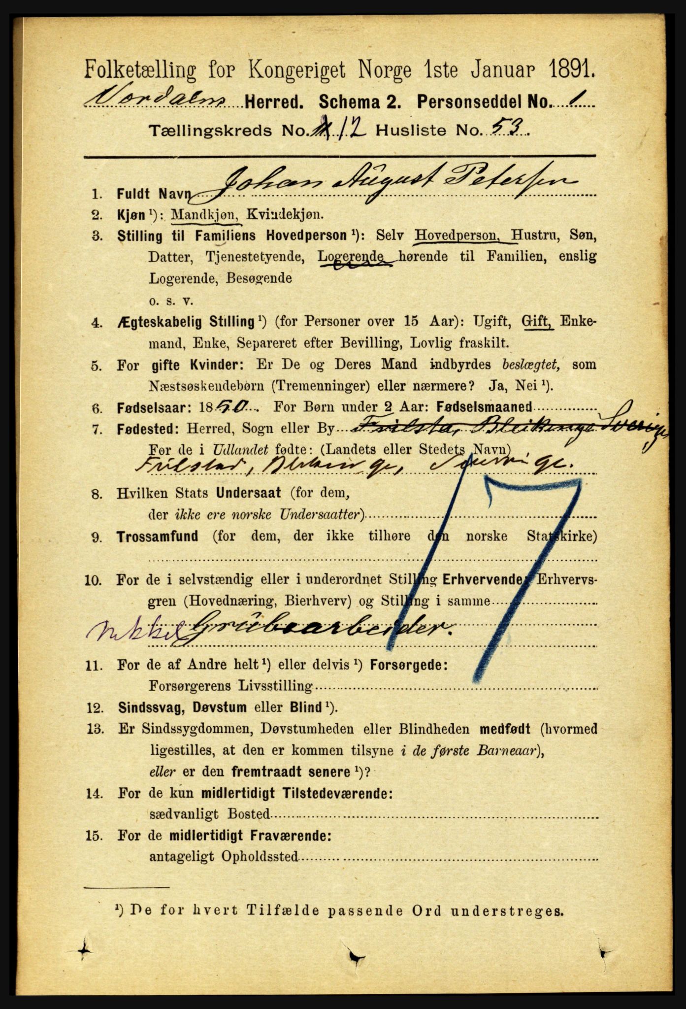 RA, 1891 census for 1721 Verdal, 1891, p. 6804