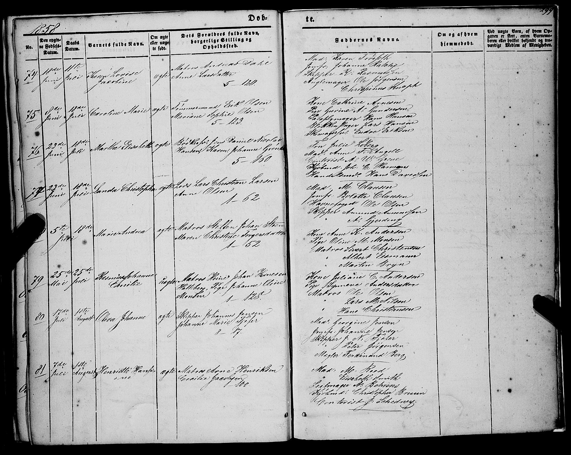Nykirken Sokneprestembete, SAB/A-77101/H/Haa/L0014: Parish register (official) no. B 1, 1844-1858, p. 299