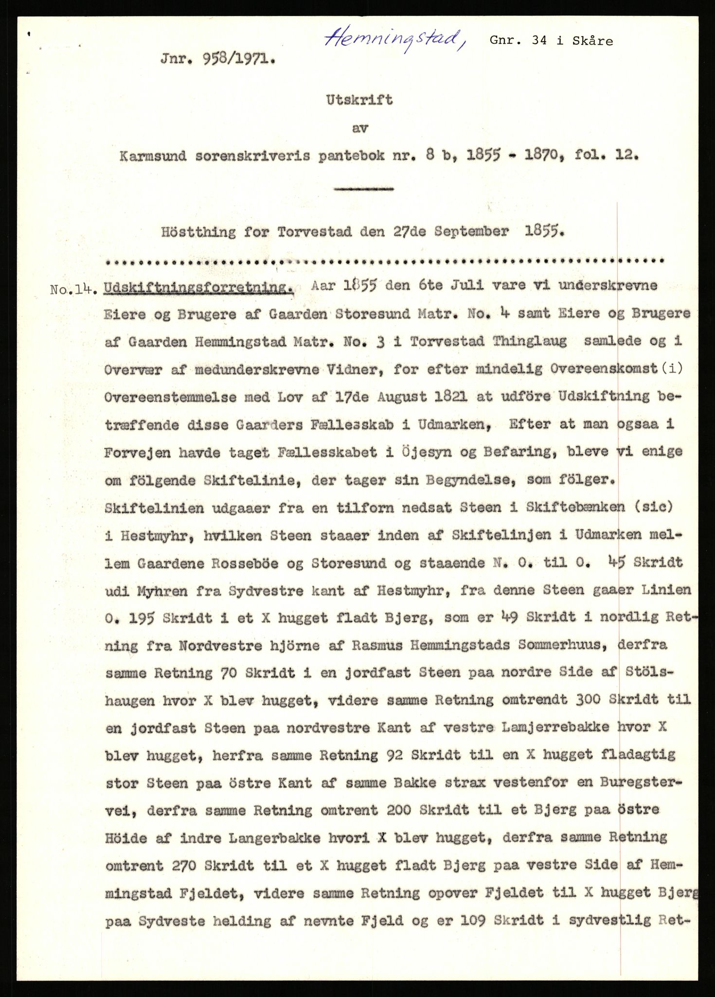 Statsarkivet i Stavanger, SAST/A-101971/03/Y/Yj/L0035: Avskrifter sortert etter gårdsnavn: Helleland - Hersdal, 1750-1930, p. 546