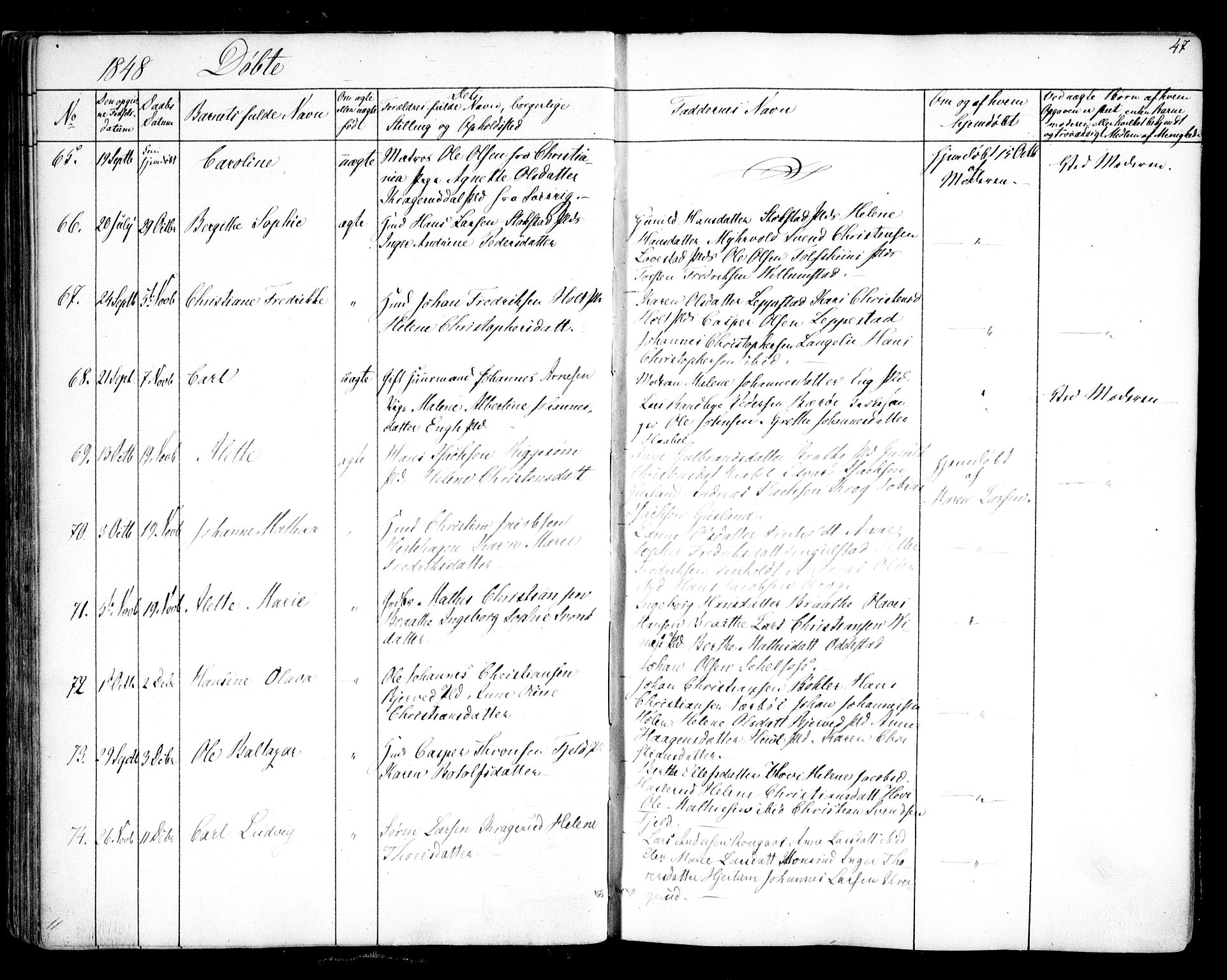 Hobøl prestekontor Kirkebøker, SAO/A-2002/F/Fa/L0003: Parish register (official) no. I 3, 1842-1864, p. 47